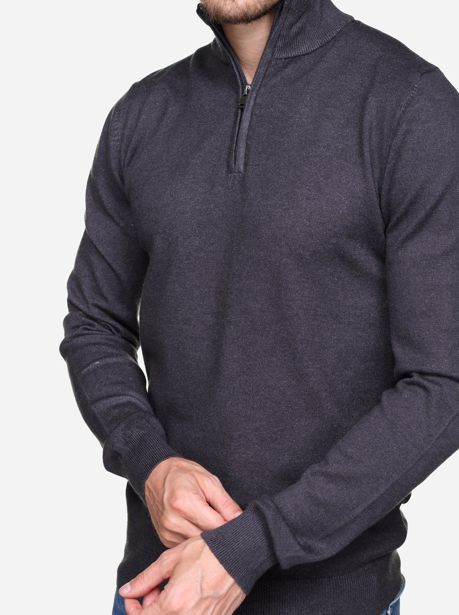 Pull col montant zippé - Kenzarro - Gris foncé