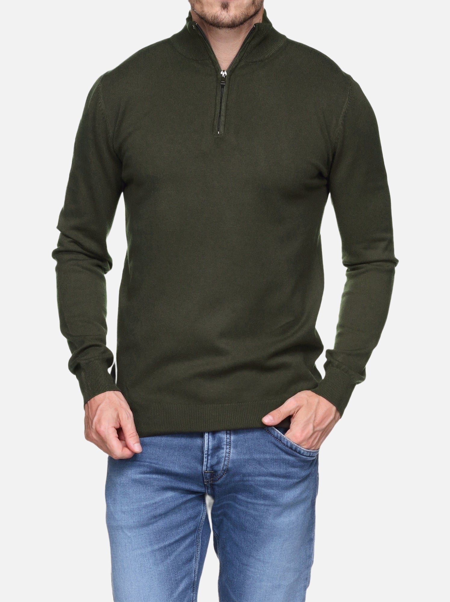 Pull col montant zippé - Kenzarro - Kaki