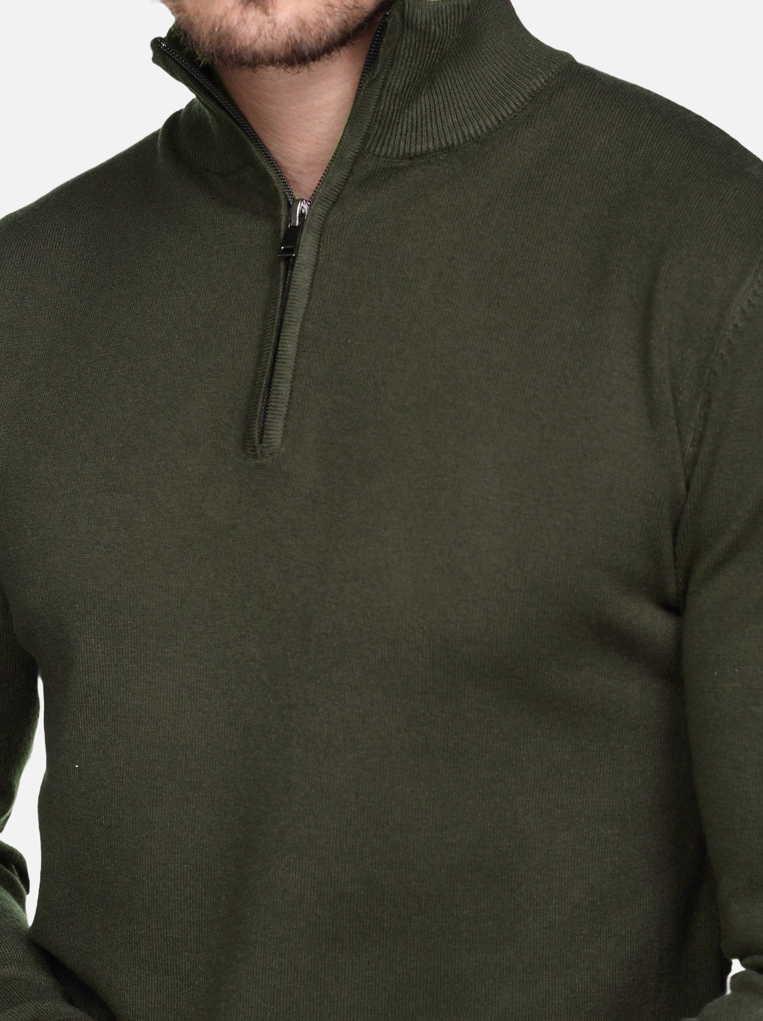 Pull col montant zippé - Kenzarro - Kaki
