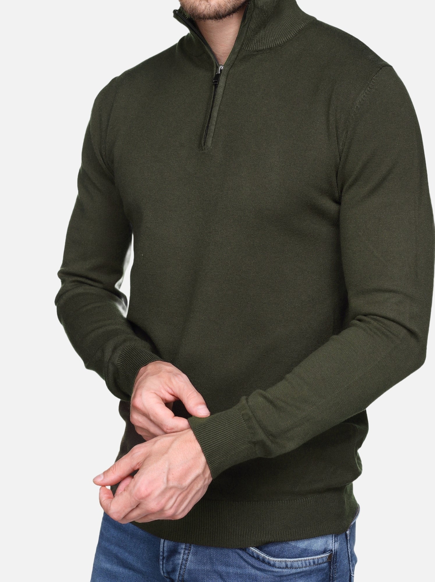 Pull col montant zippé - Kenzarro - Kaki