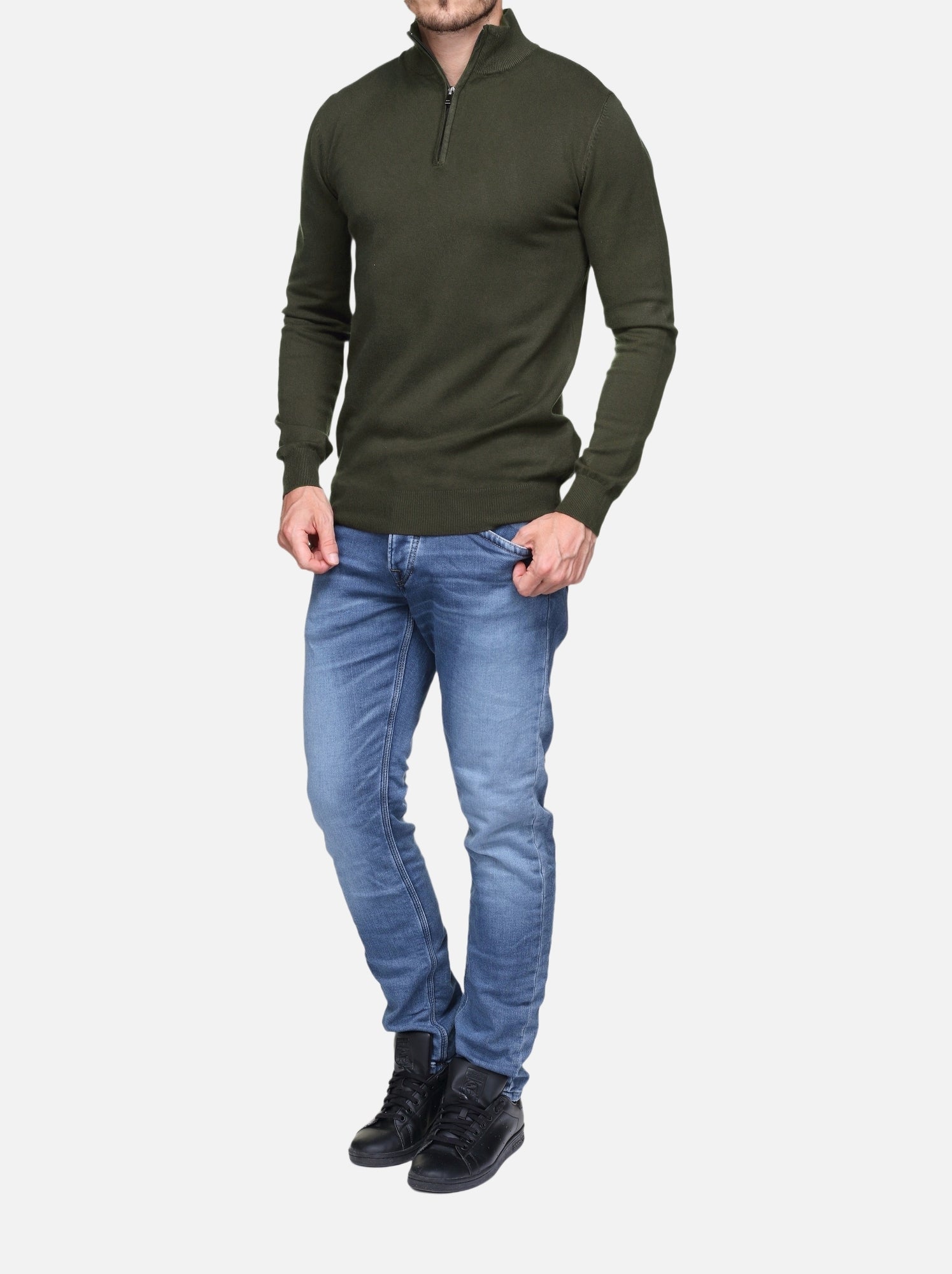 Pull col montant zippé - Kenzarro - Kaki
