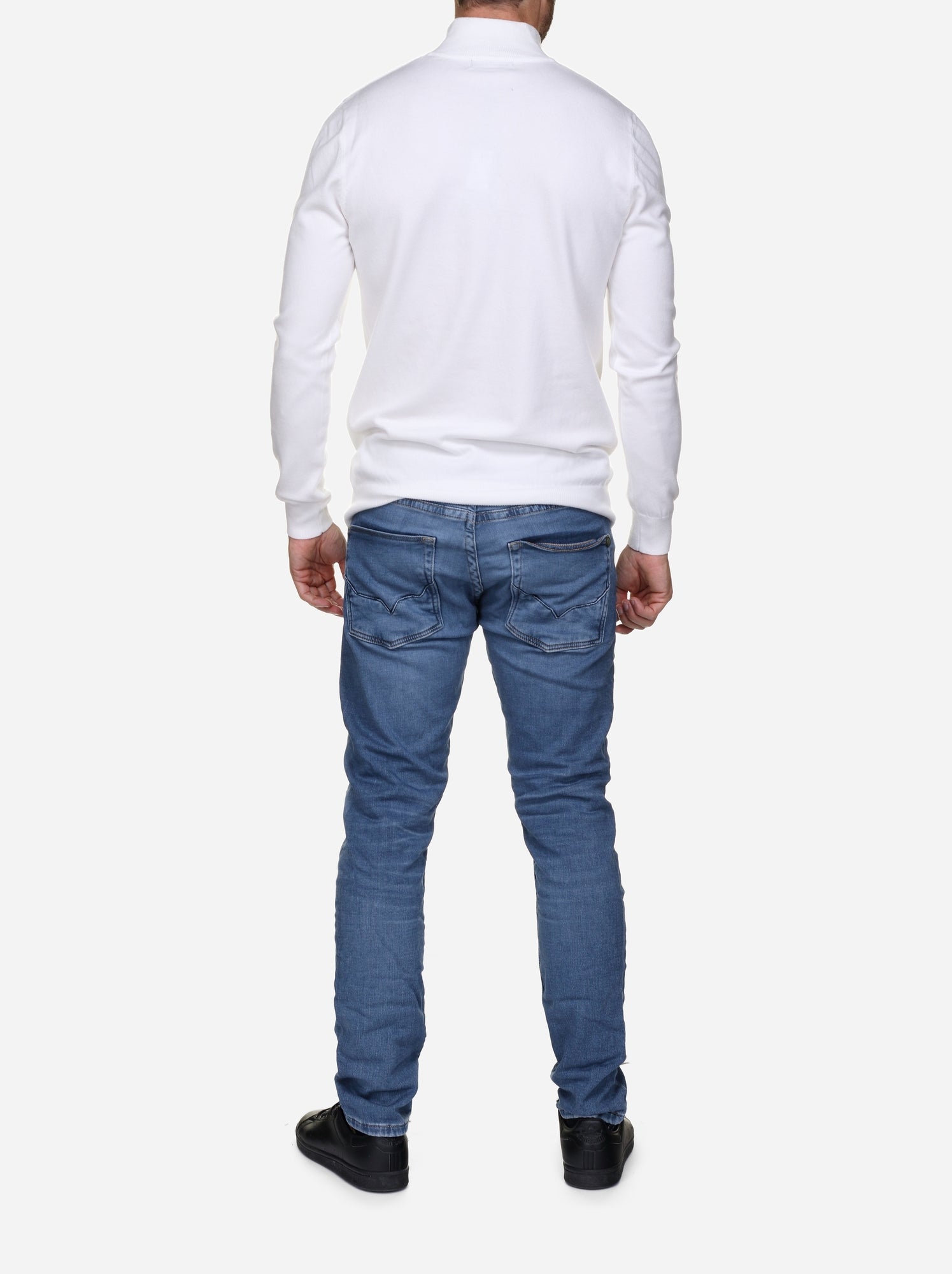Pull col montant zippé - Kenzarro - Blanc