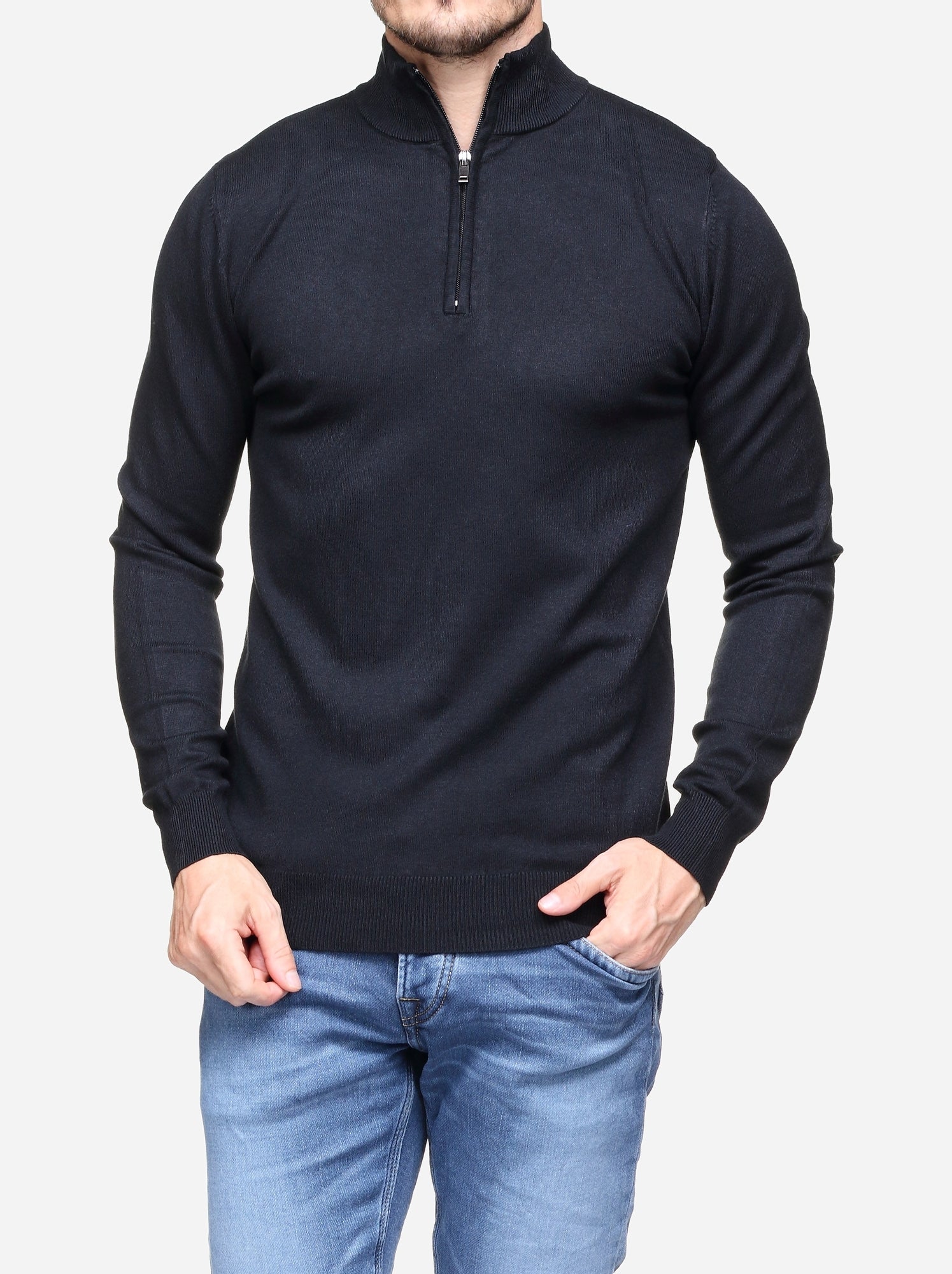 Pull col montant zippé - Kenzarro - Noir