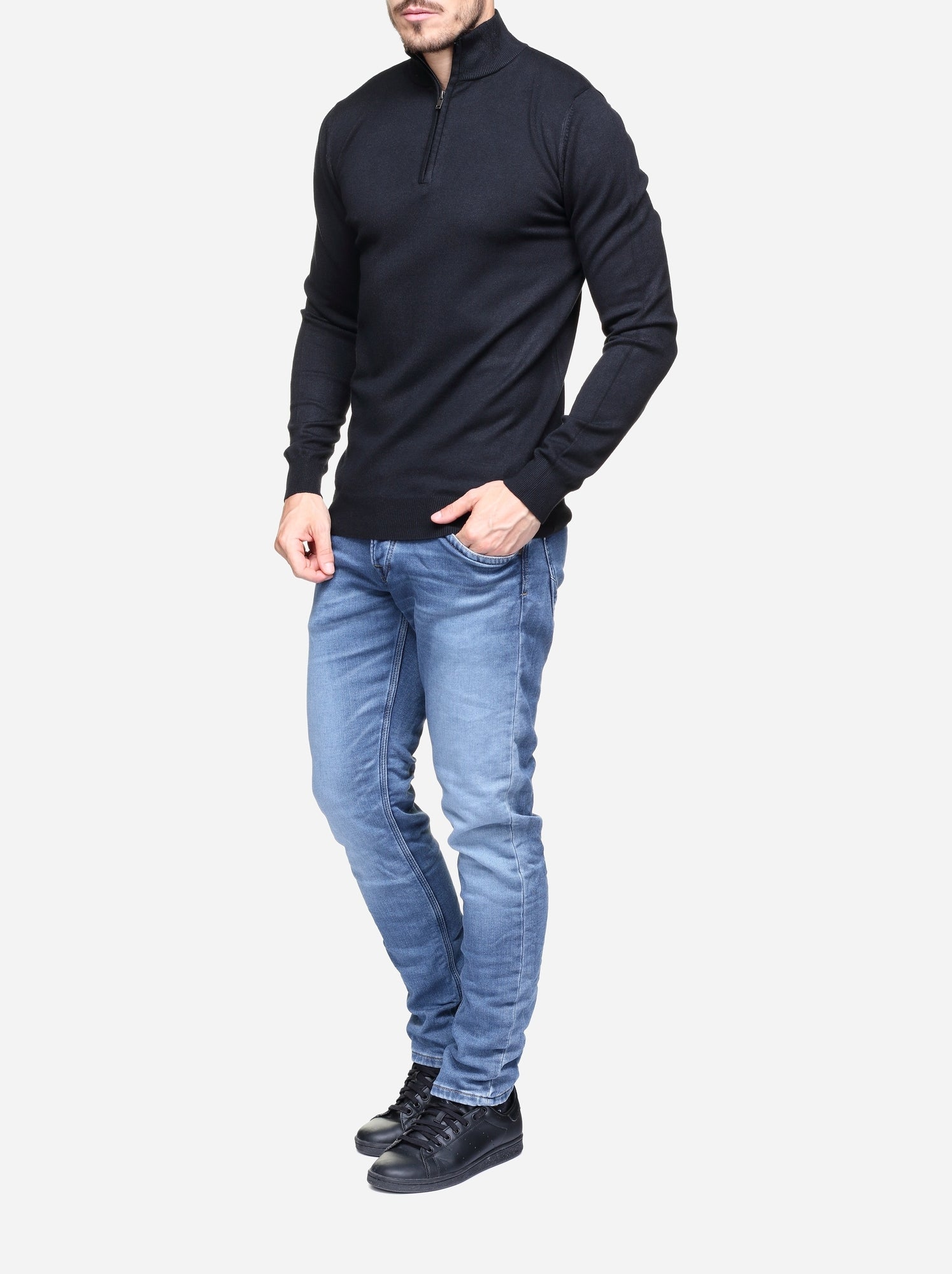 Pull col montant zippé - Kenzarro - Noir