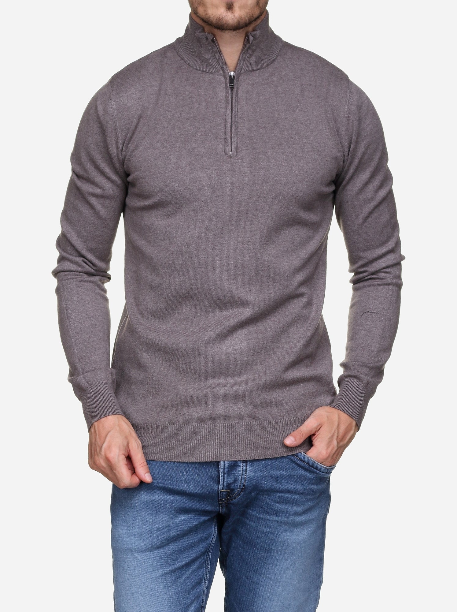 Pull col montant zippé - Kenzarro - Marron