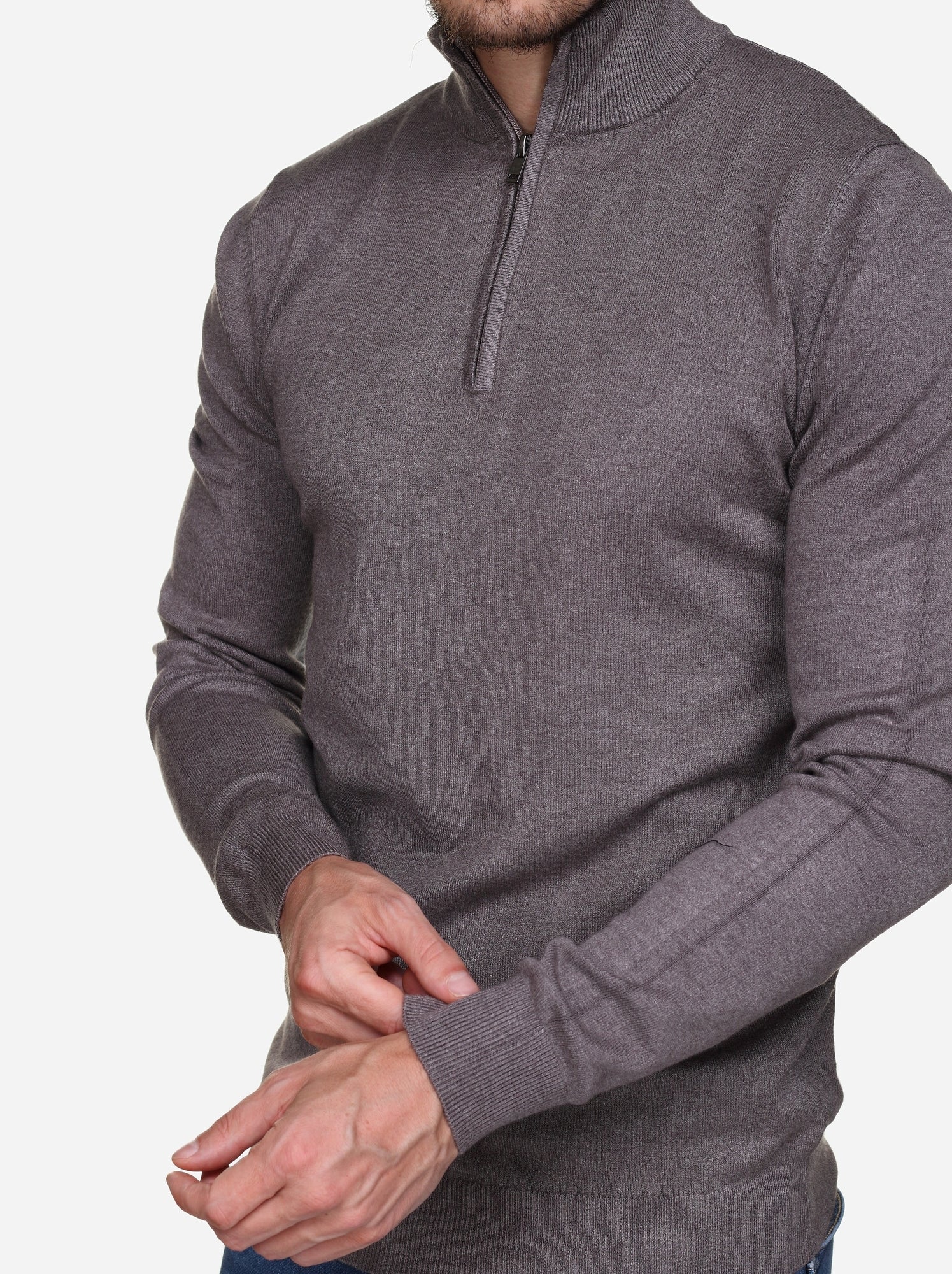 Pull col montant zippé - Kenzarro - Marron