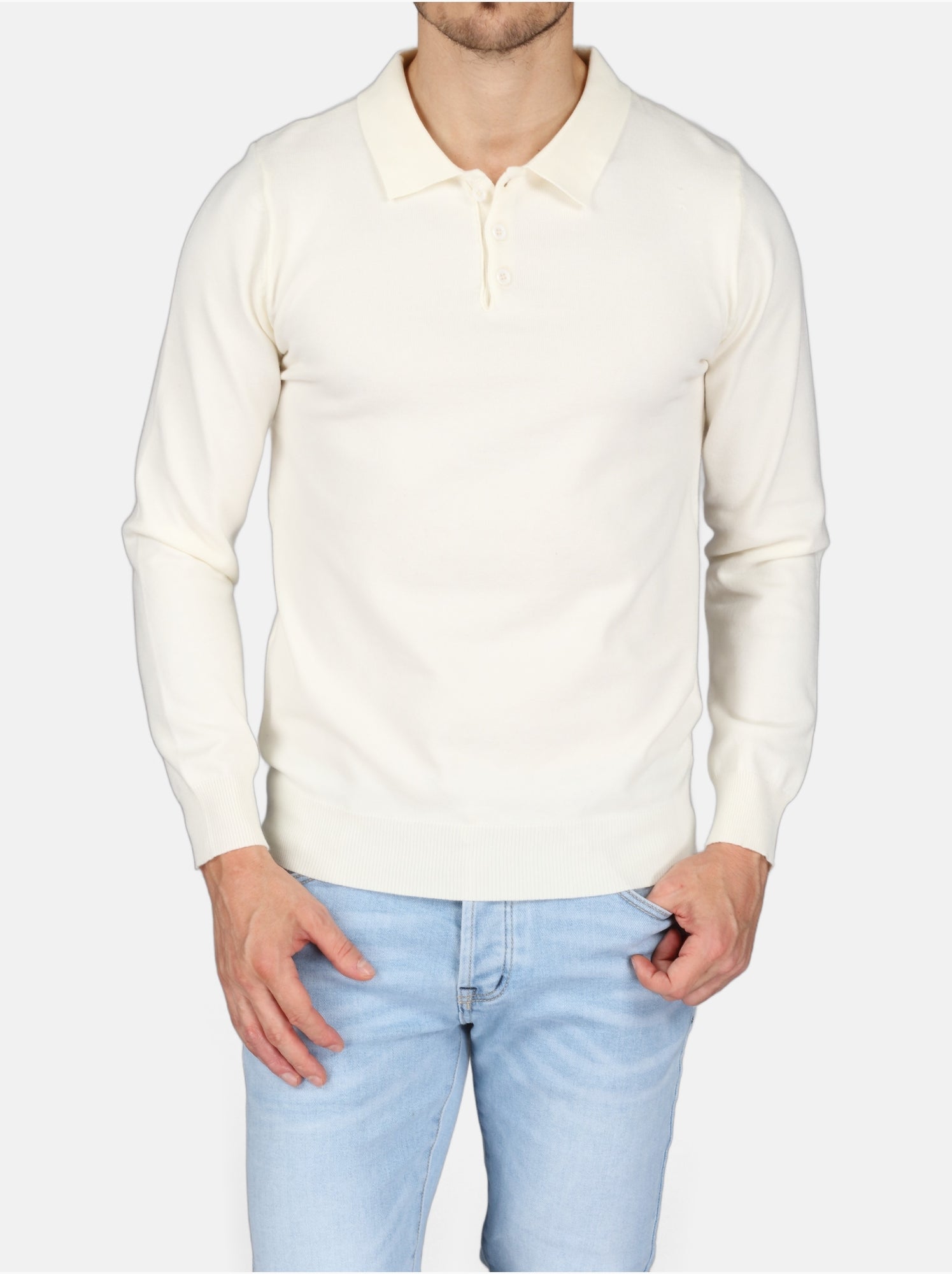 Pull col polo - Kenzarro - Blanc