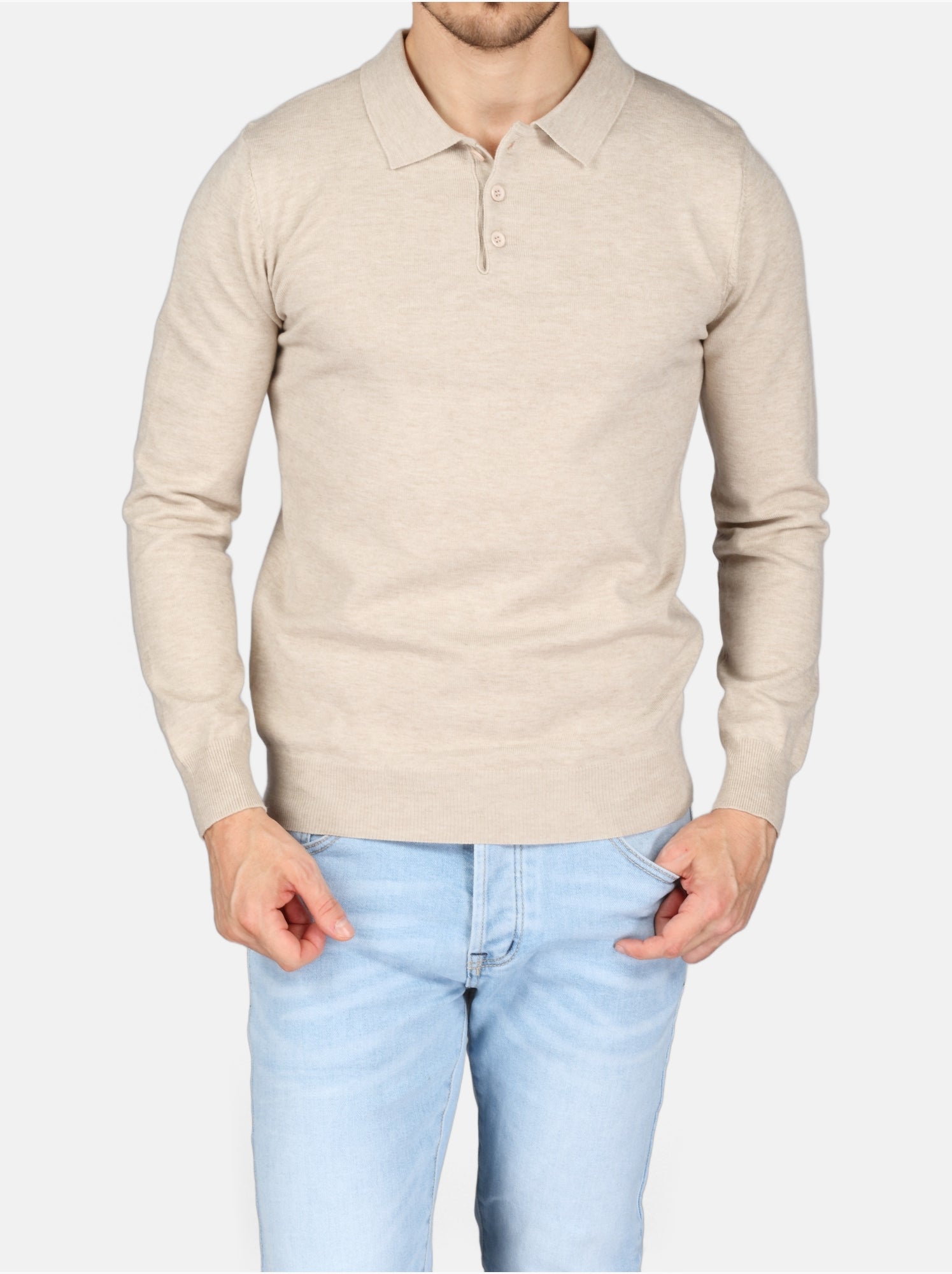 Pull col polo - Kenzarro - Crème