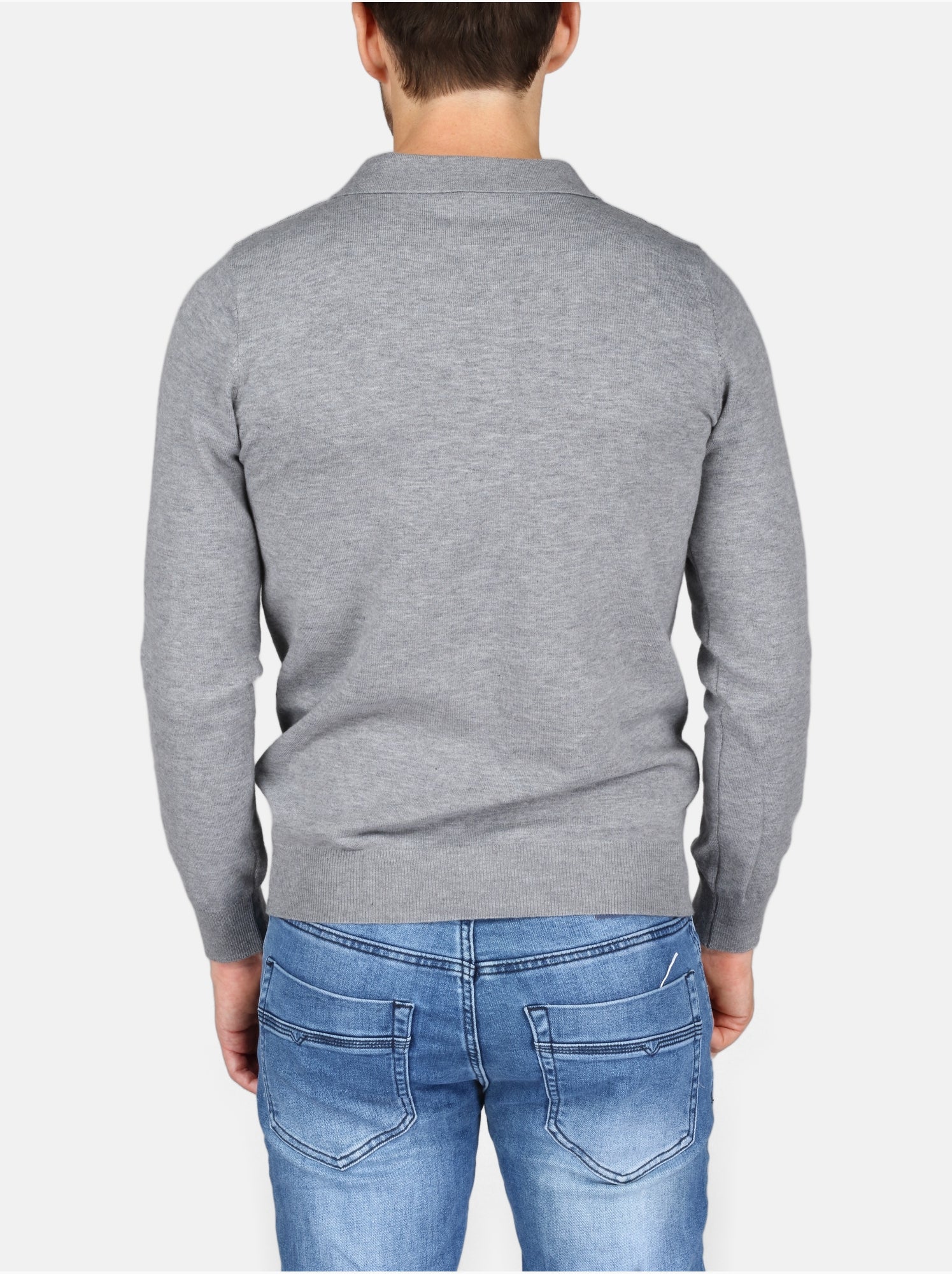 Pull col polo - Kenzarro - Gris clair