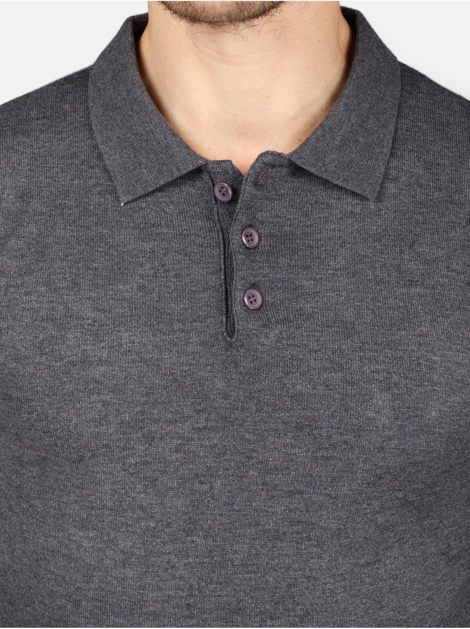 Pull col polo - Kenzarro - Gris foncé