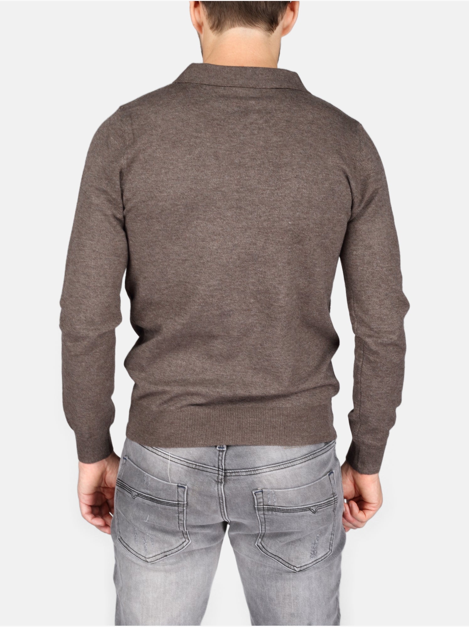 Pull col polo - Kenzarro - Marron