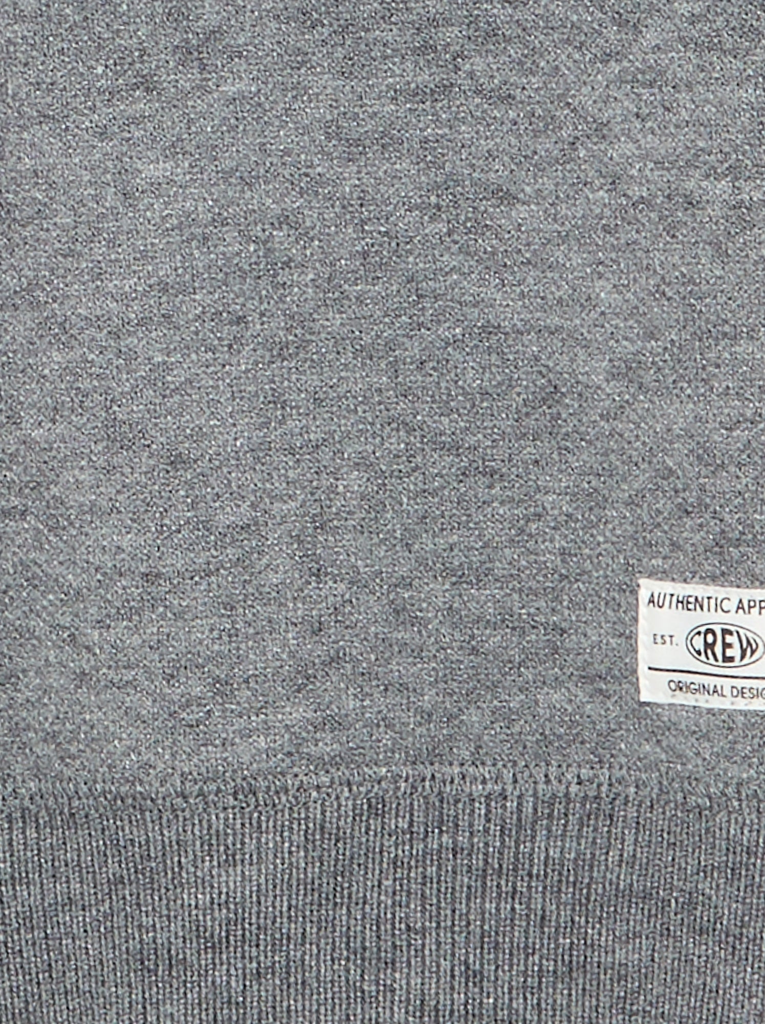 Pull col rond à manches longues uni - Gris