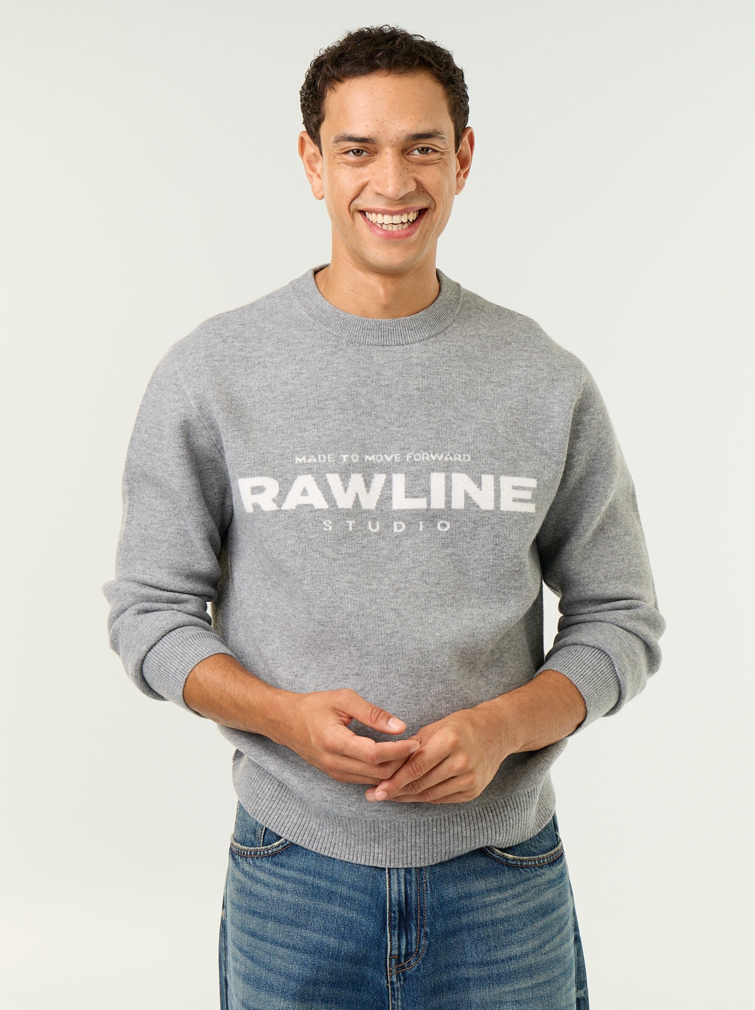 Pull col rond avec inscriptions - Blanc (GJQ92_2)