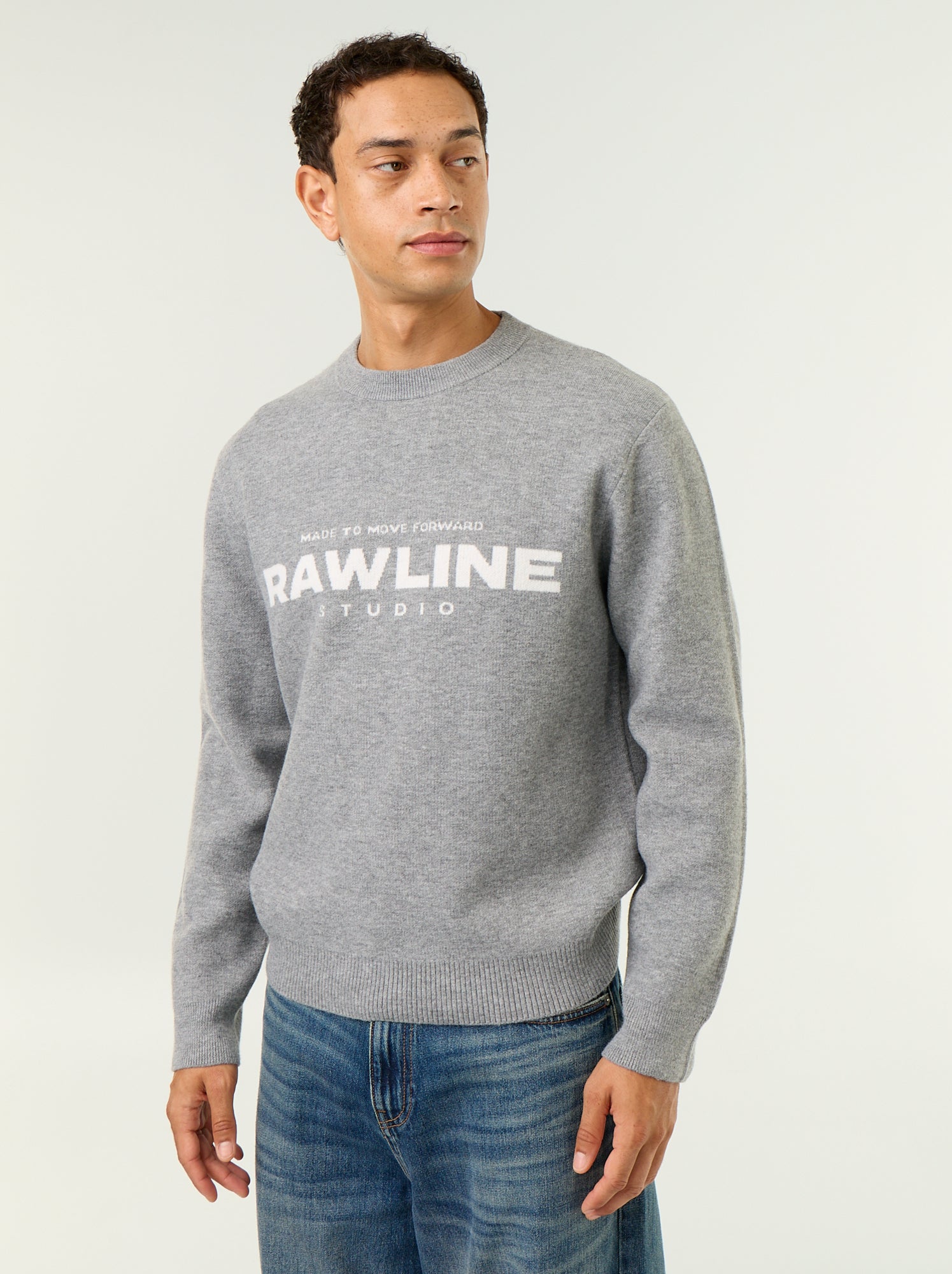 Pull col rond avec inscriptions - Blanc (GJQ92_2)