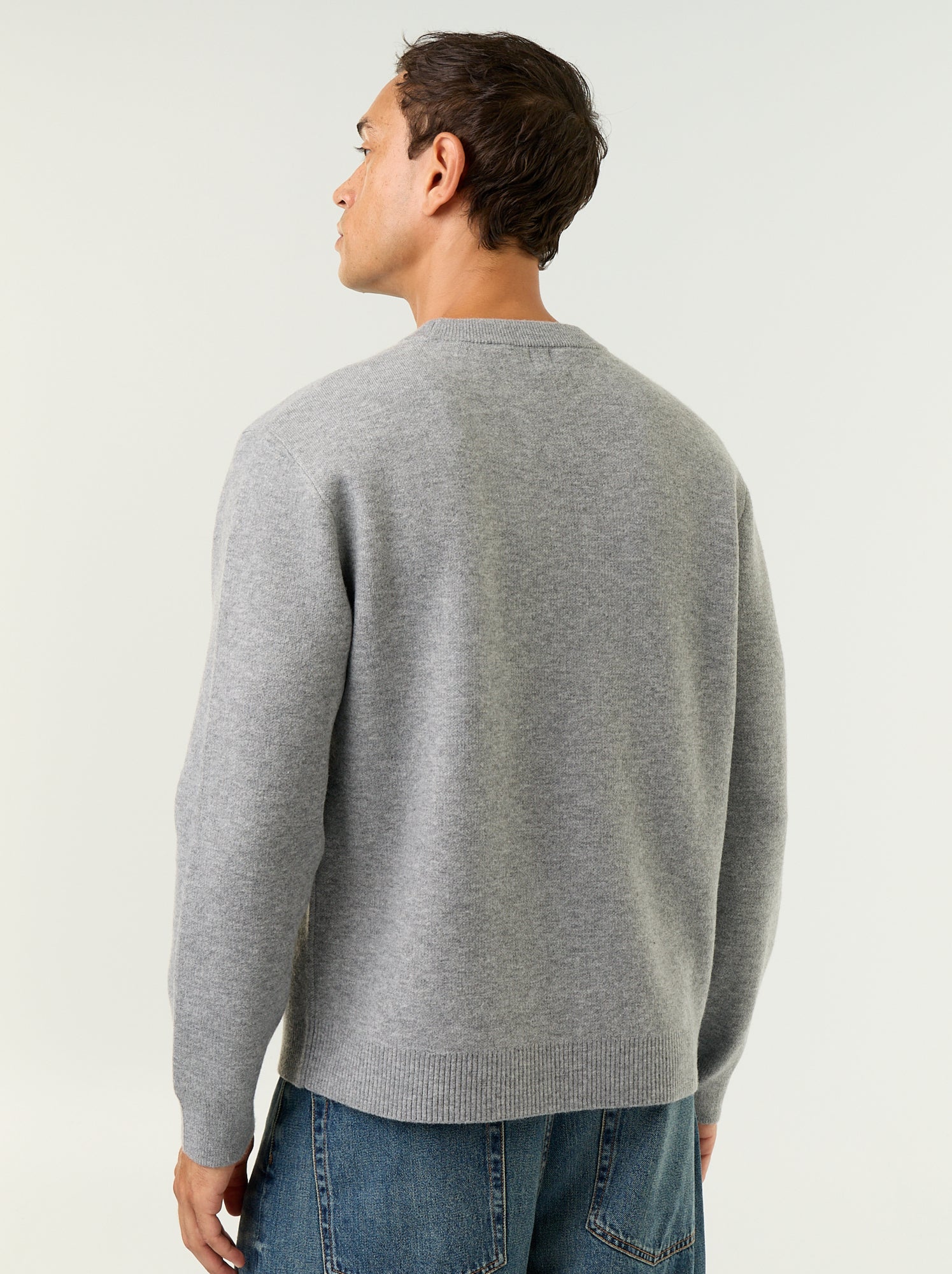 Pull col rond avec inscriptions - Blanc (GJQ92_2)