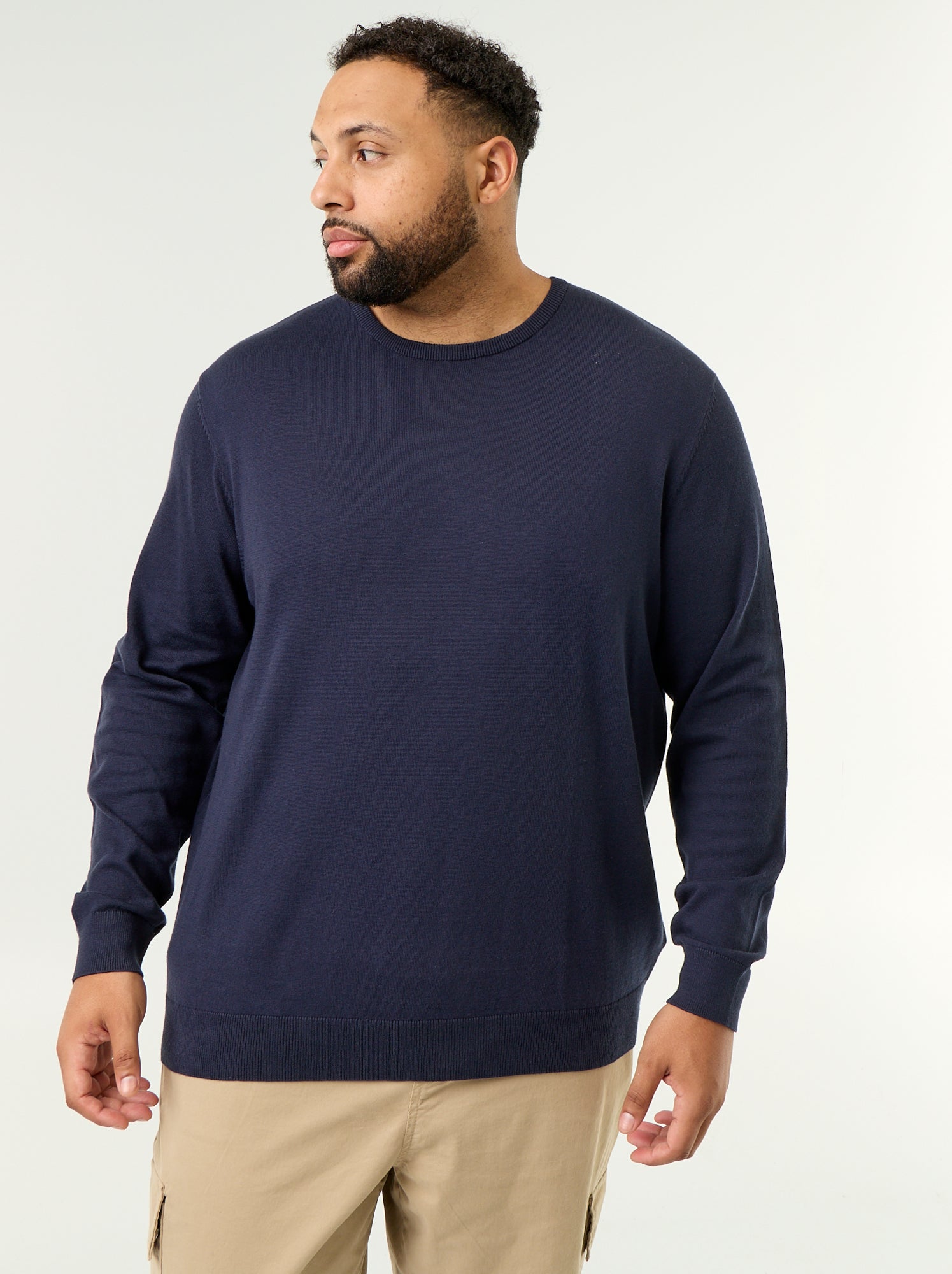 Pull col rond en fine jauge - Bleu