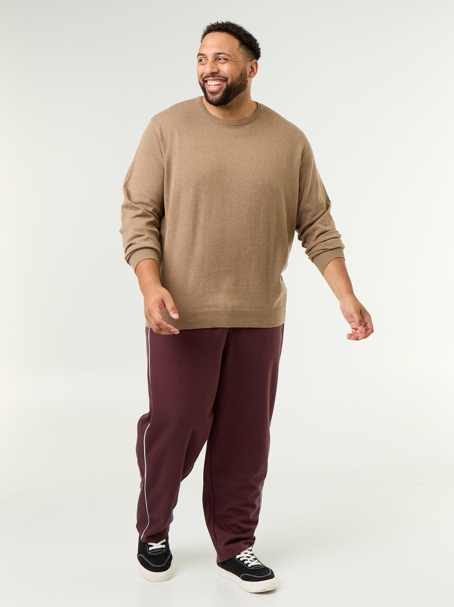Pull col rond en fine jauge - Marron