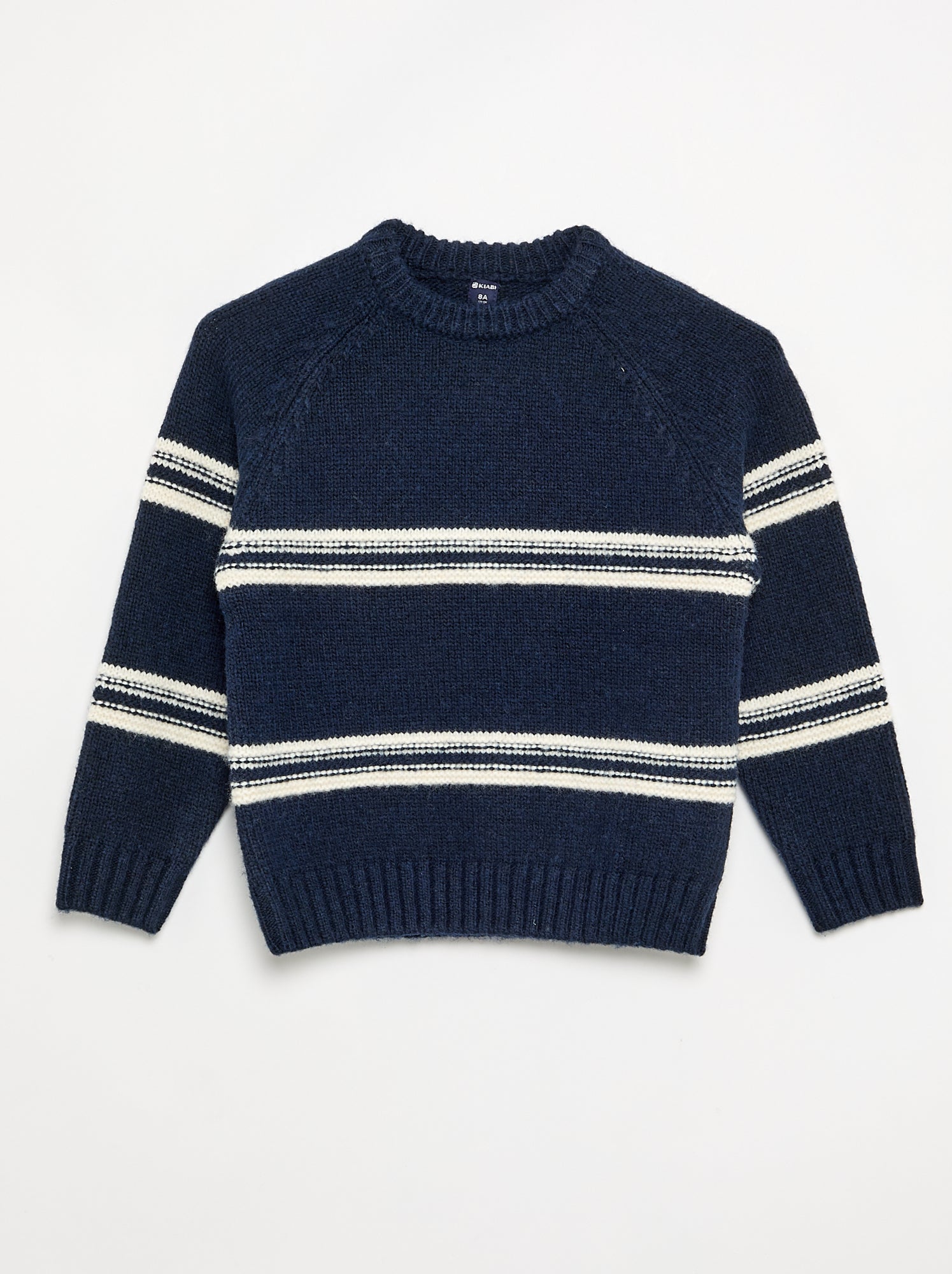 Pull col rond en maille - Bleu