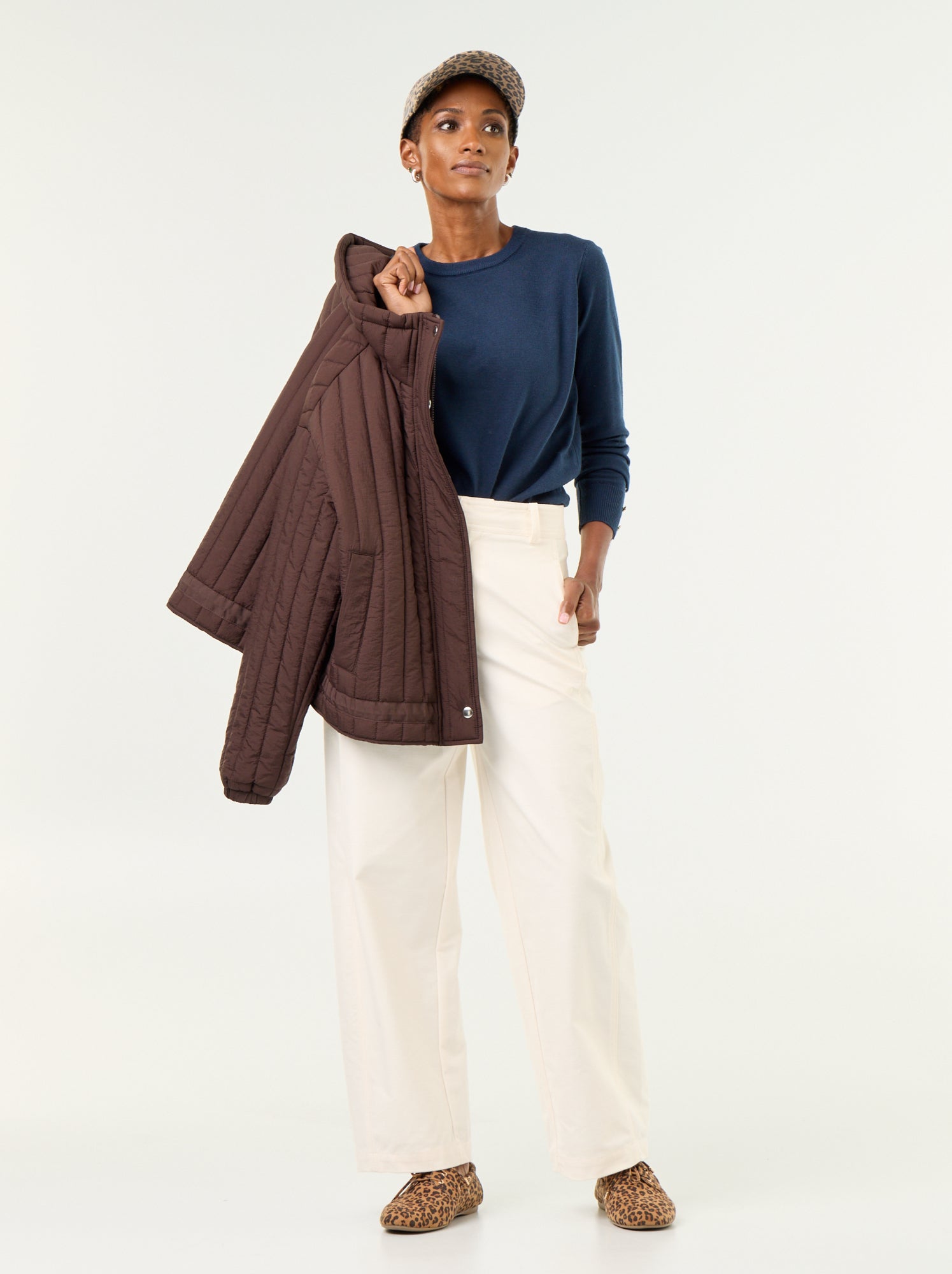 Pull col rond en maille fine jauge - Bleu