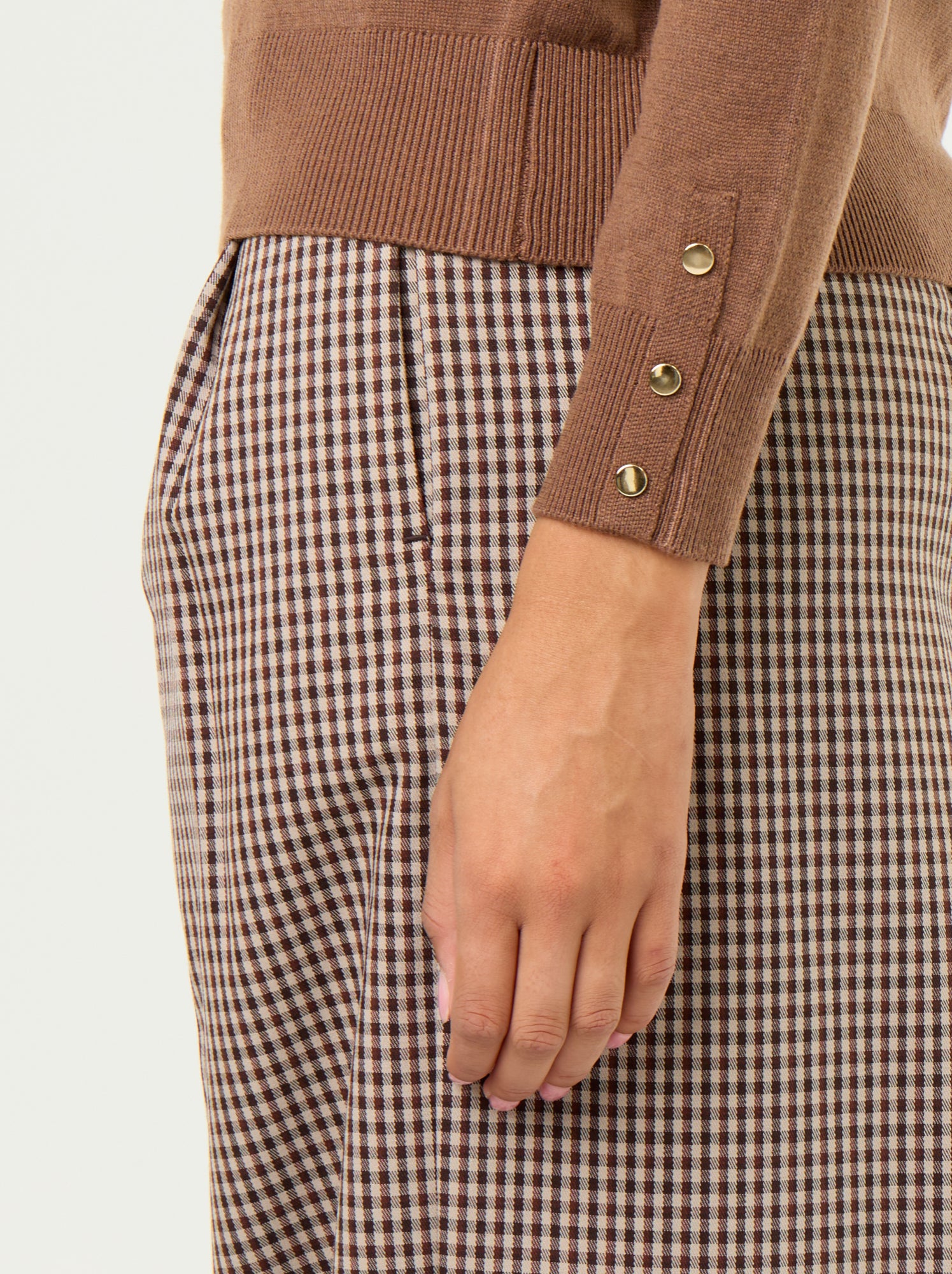 Pull col rond en maille fine jauge - Marron
