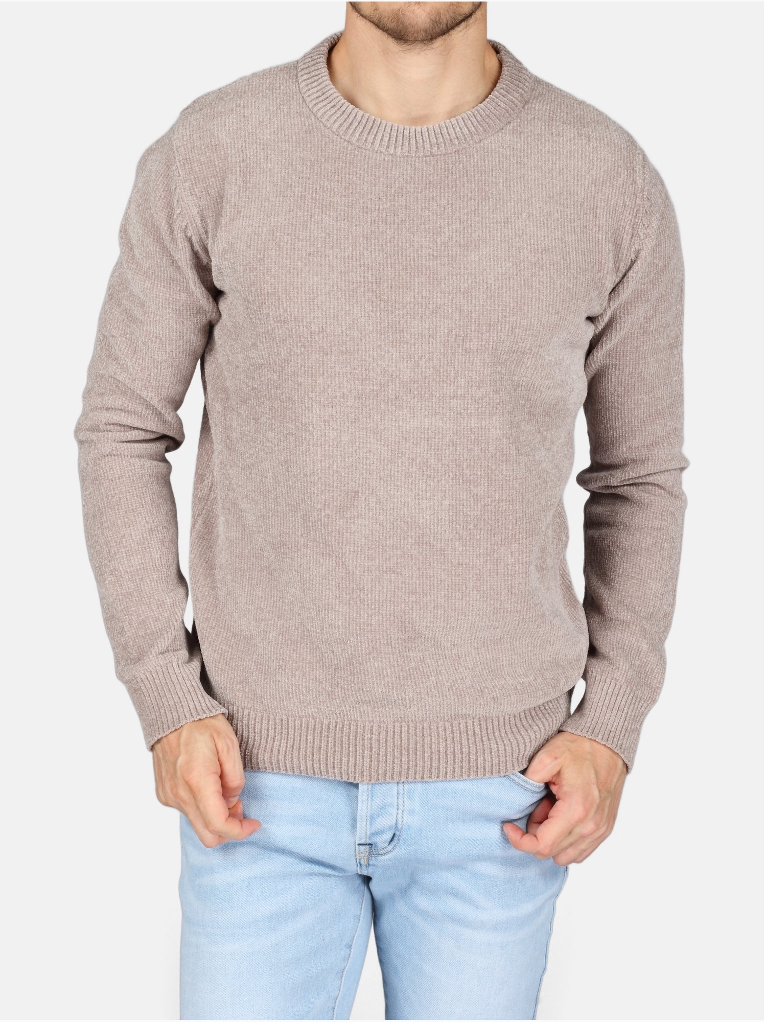 Pull col rond - Kenzarro - Gris clair