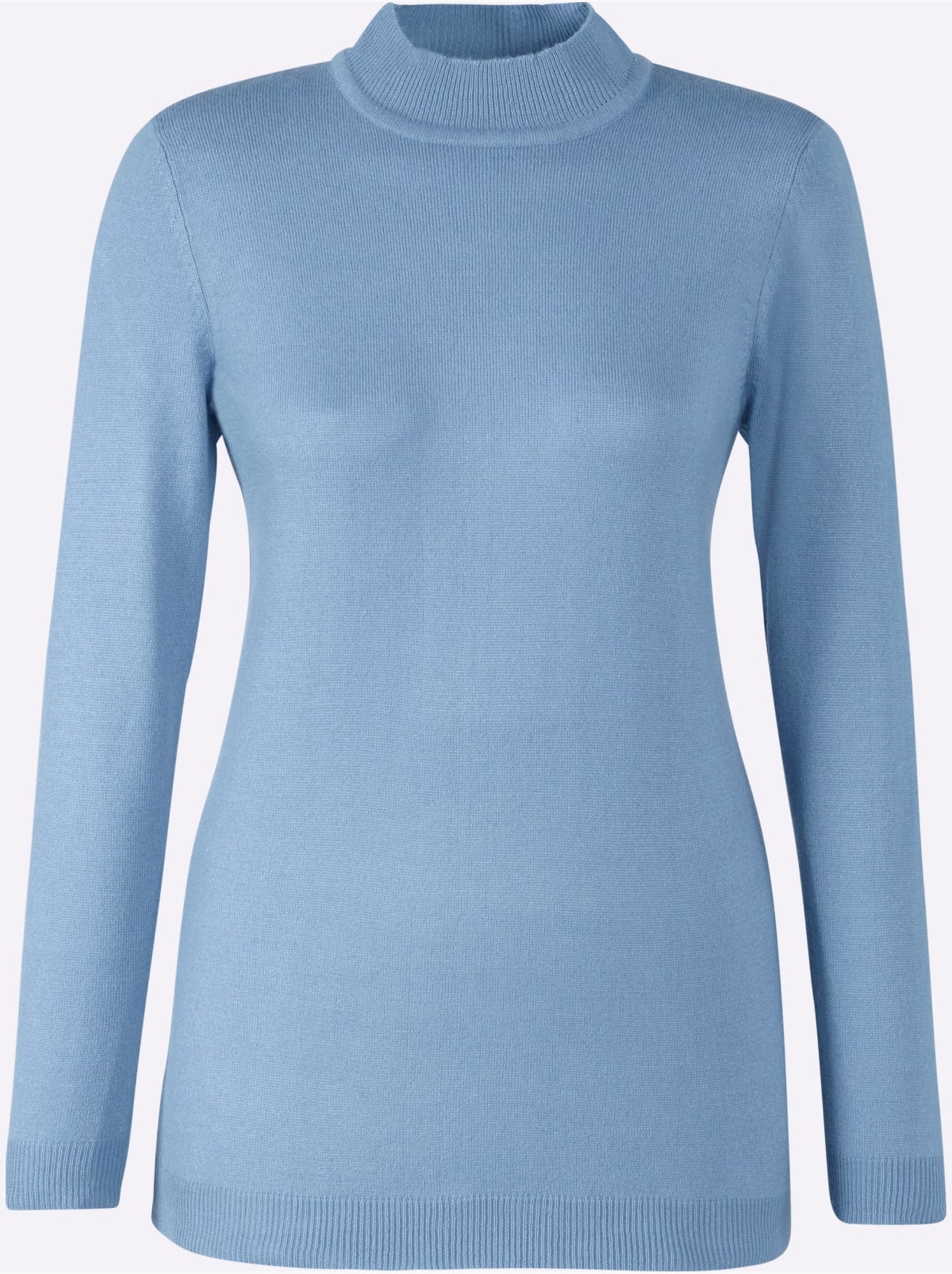 Pull col roulé à manches longues avec bords-côtes - taille standard - moda vilona - Bleu