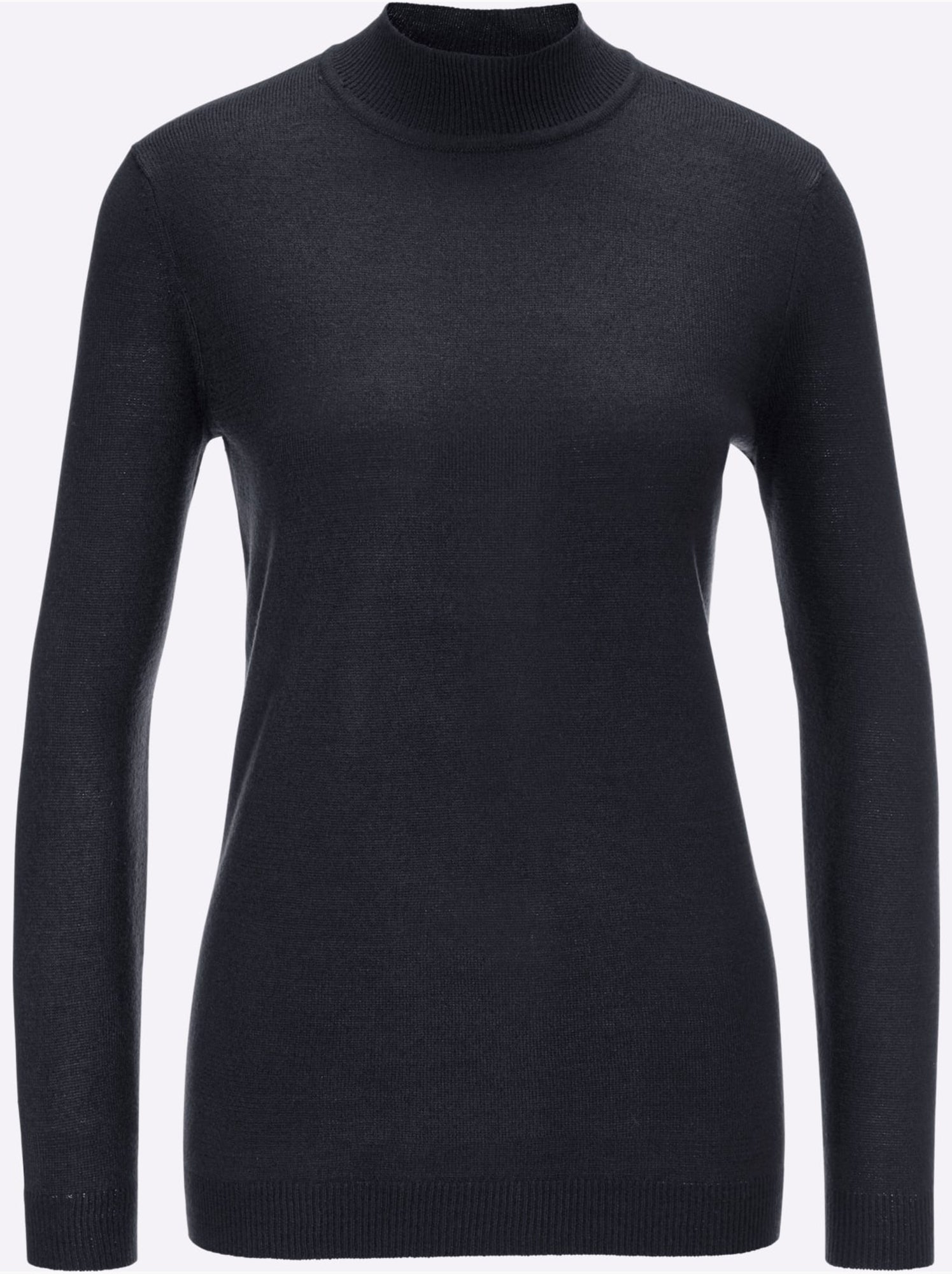 Pull col roulé à manches longues avec bords-côtes - taille standard - moda vilona - Noir