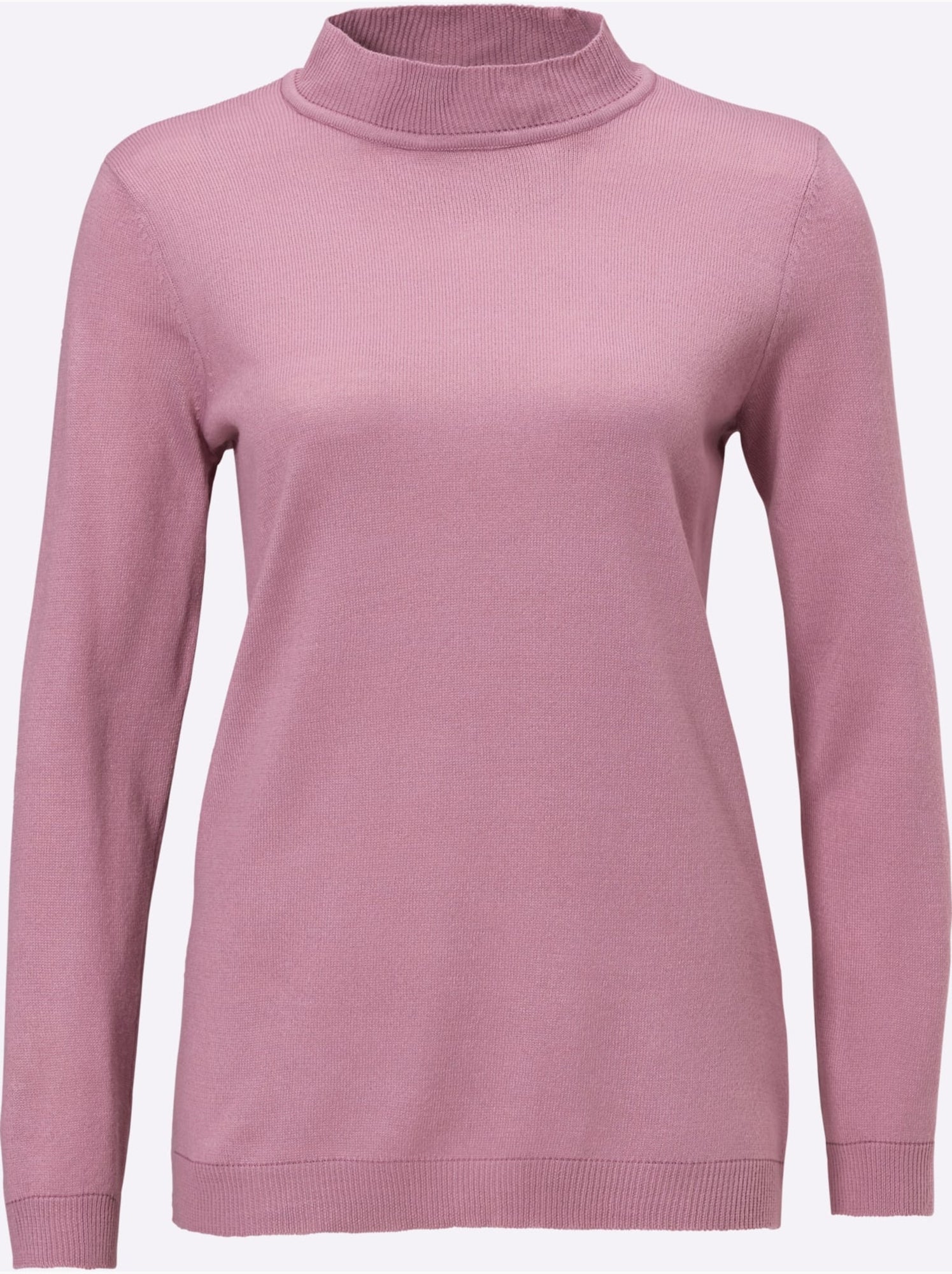 Pull col roulé à manches longues avec bords-côtes - taille standard - moda vilona - Rose