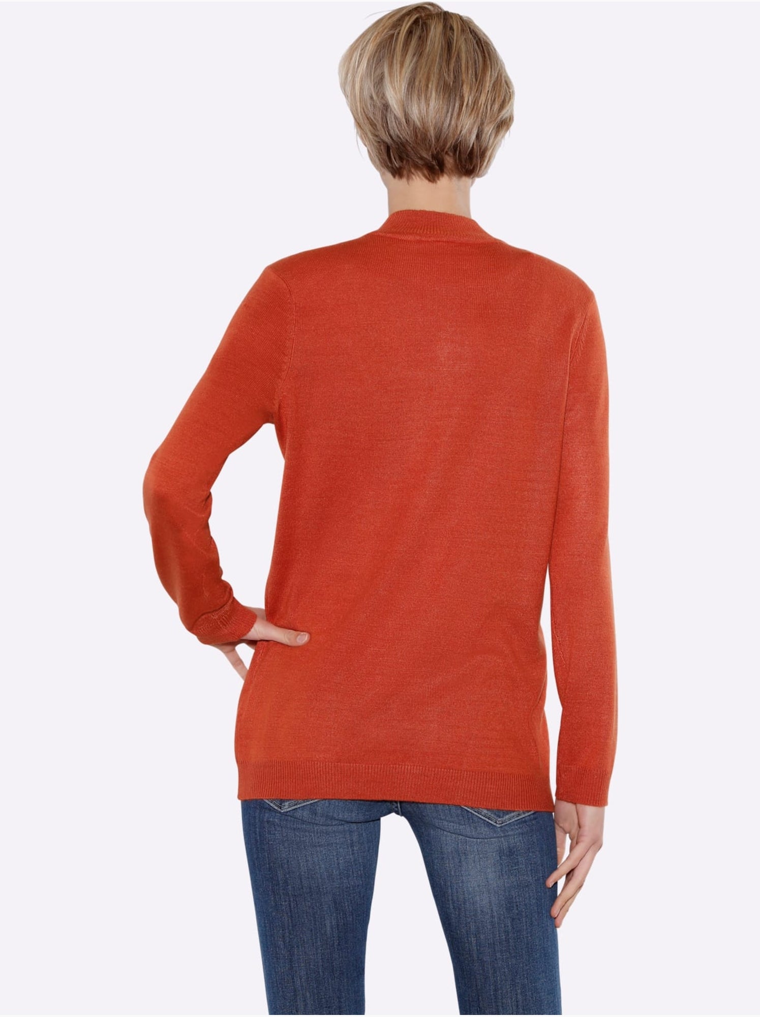 Pull col roulé à manches longues avec bords-côtes - taille standard - moda vilona - Terre cuite