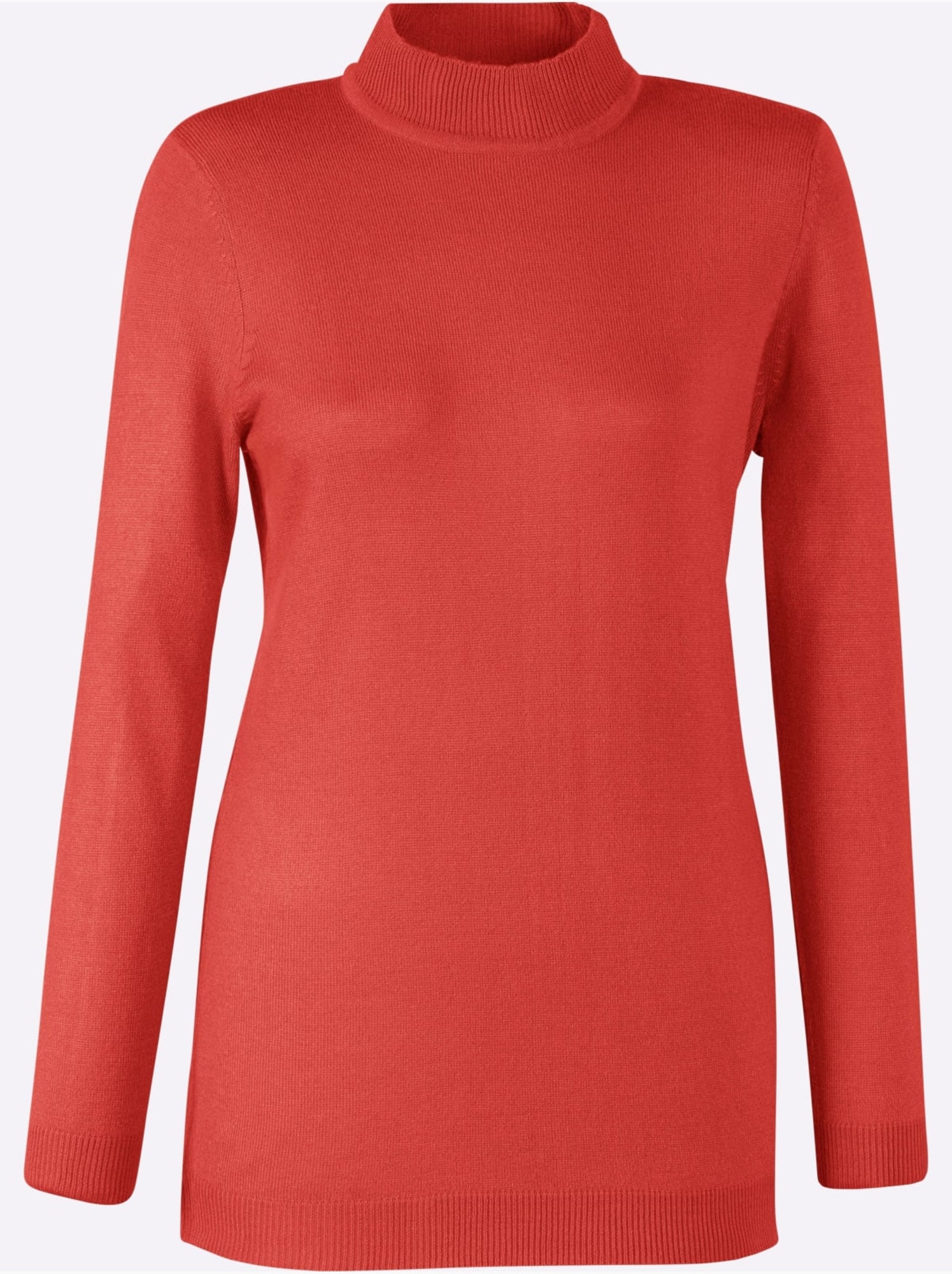 Pull col roulé à manches longues avec bords-côtes - taille standard - moda vilona - Terre cuite