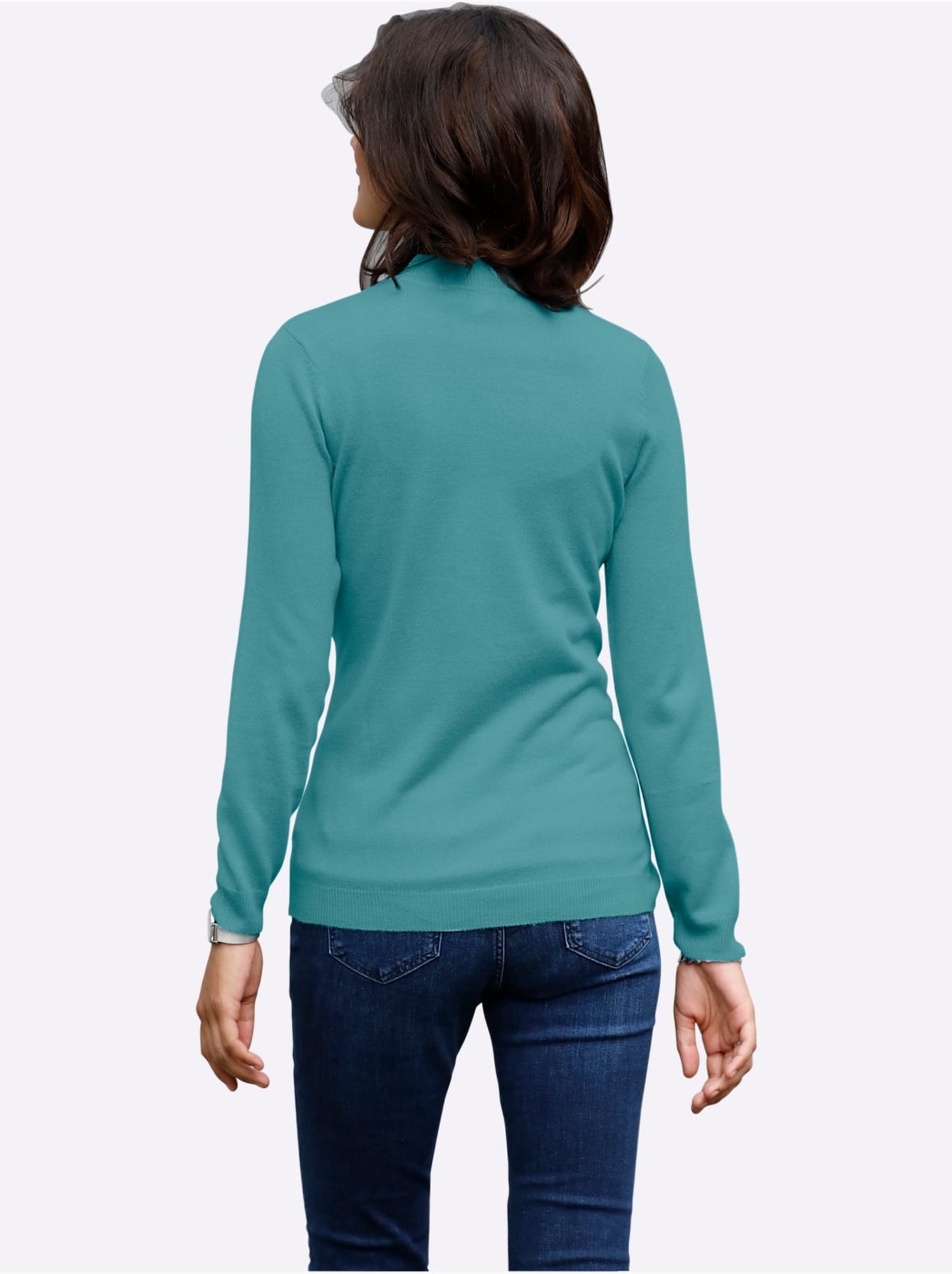 Pull col roulé à manches longues avec bords-côtes - taille standard - moda vilona - Bleu encre