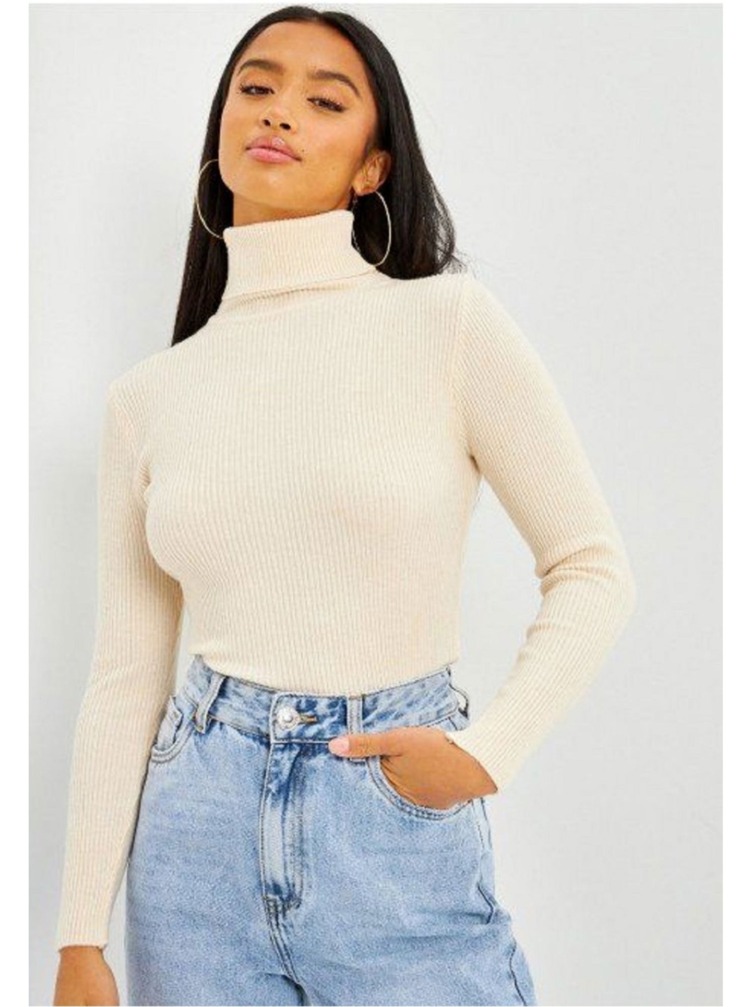 Pull col roulé kebello - Beige