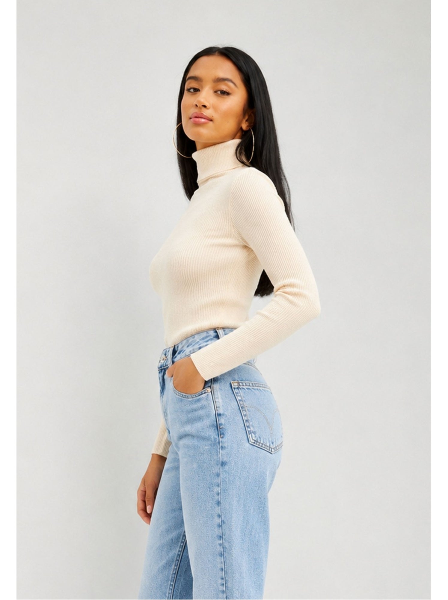 Pull col roulé kebello - Beige