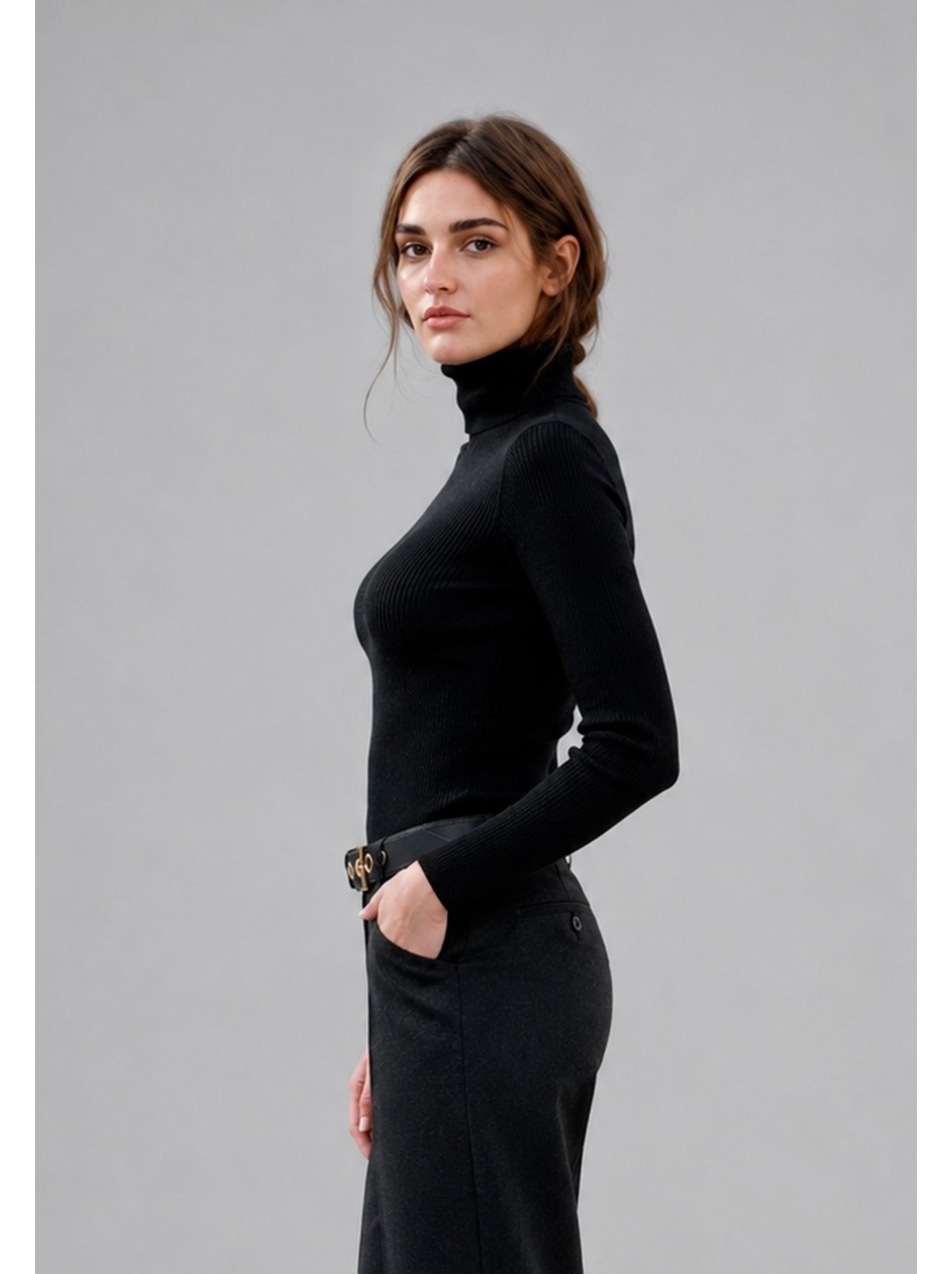 Pull col roulé kebello - Noir Noir
