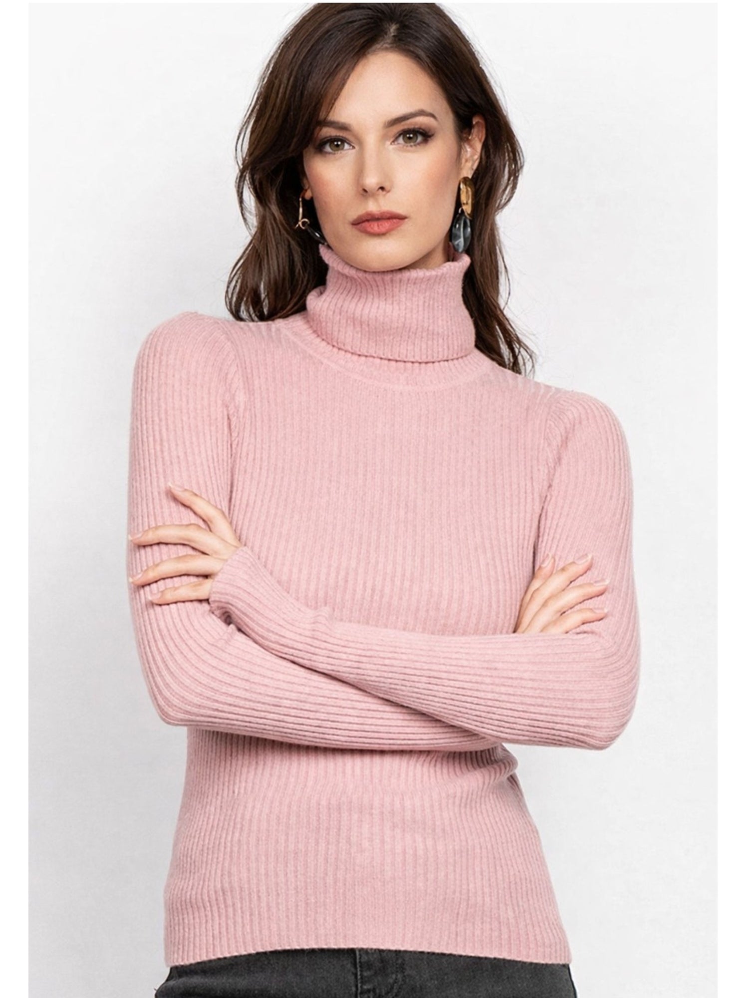Pull col roulé kebello - Rose