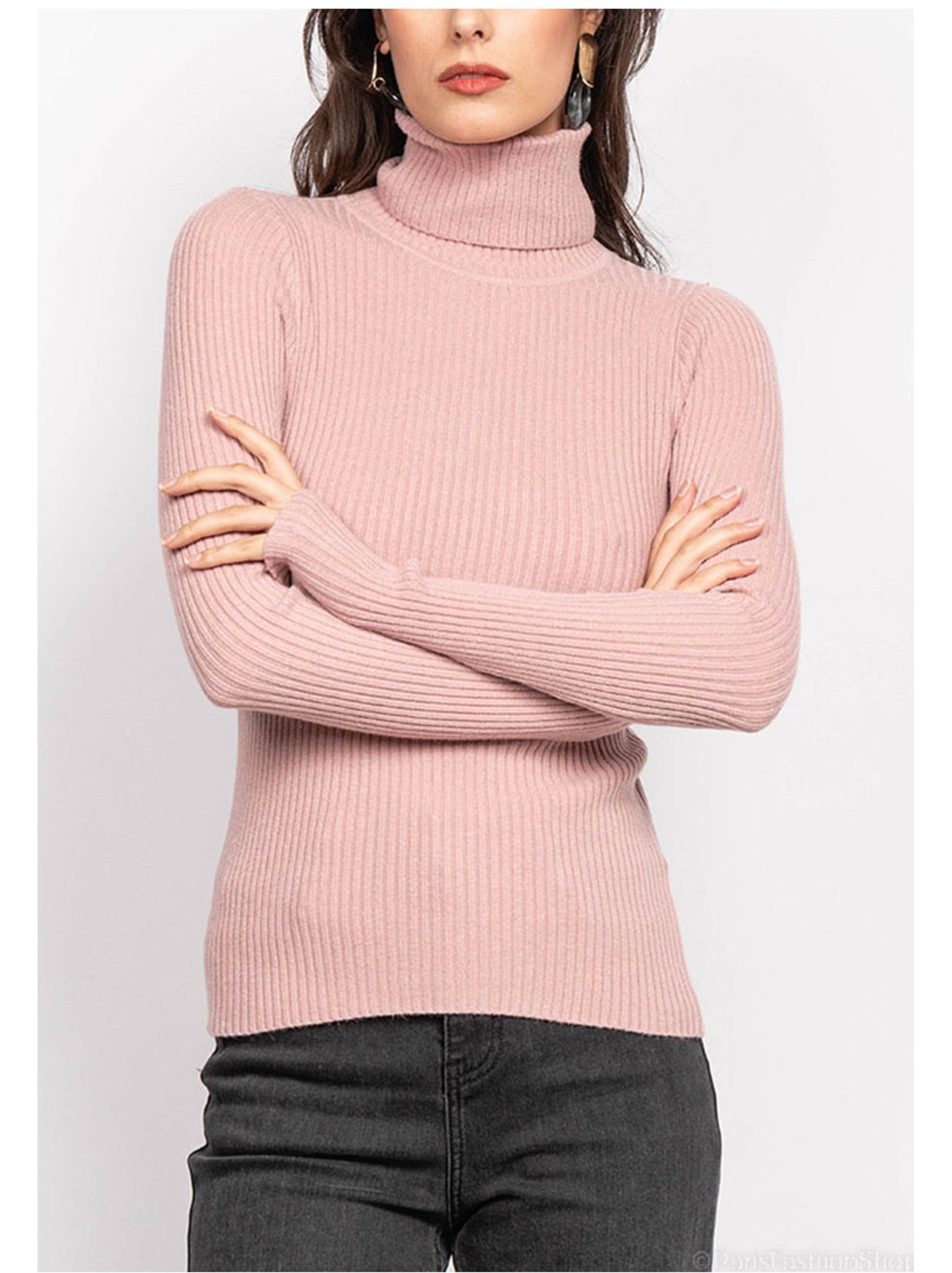 Pull col roulé kebello - Rose