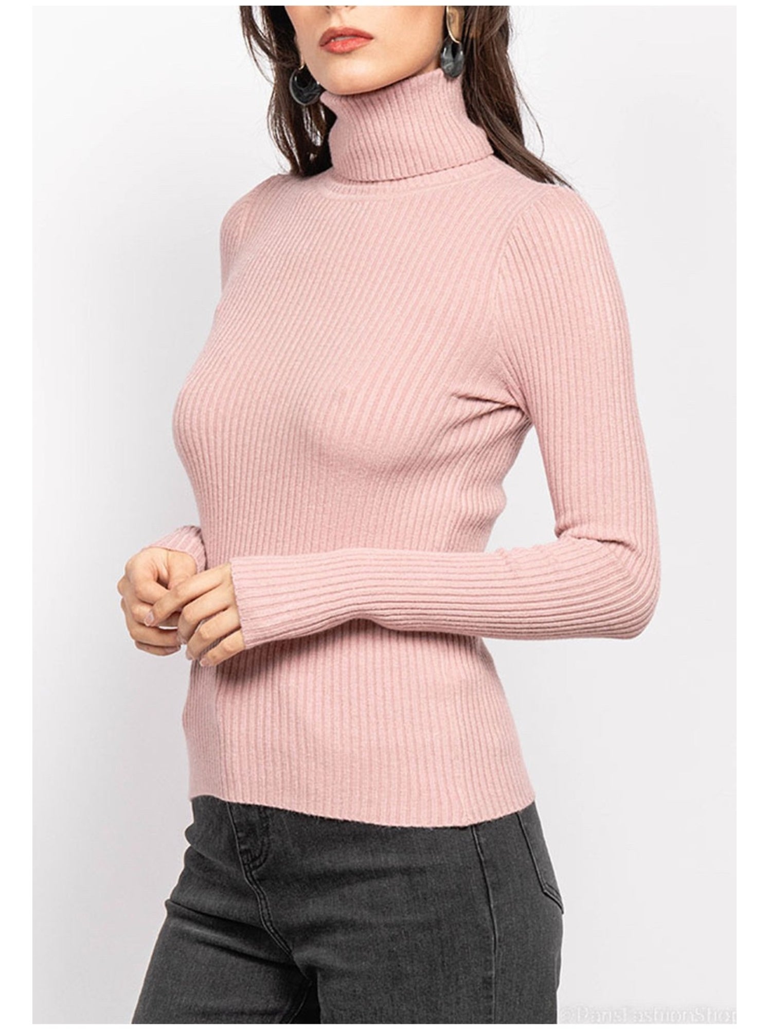 Pull col roulé kebello - Rose