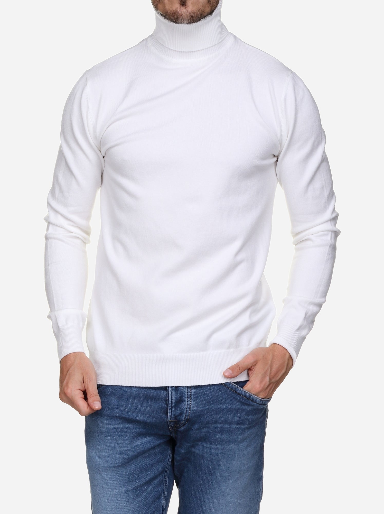 Pull col roulé - kenzarro - Blanc