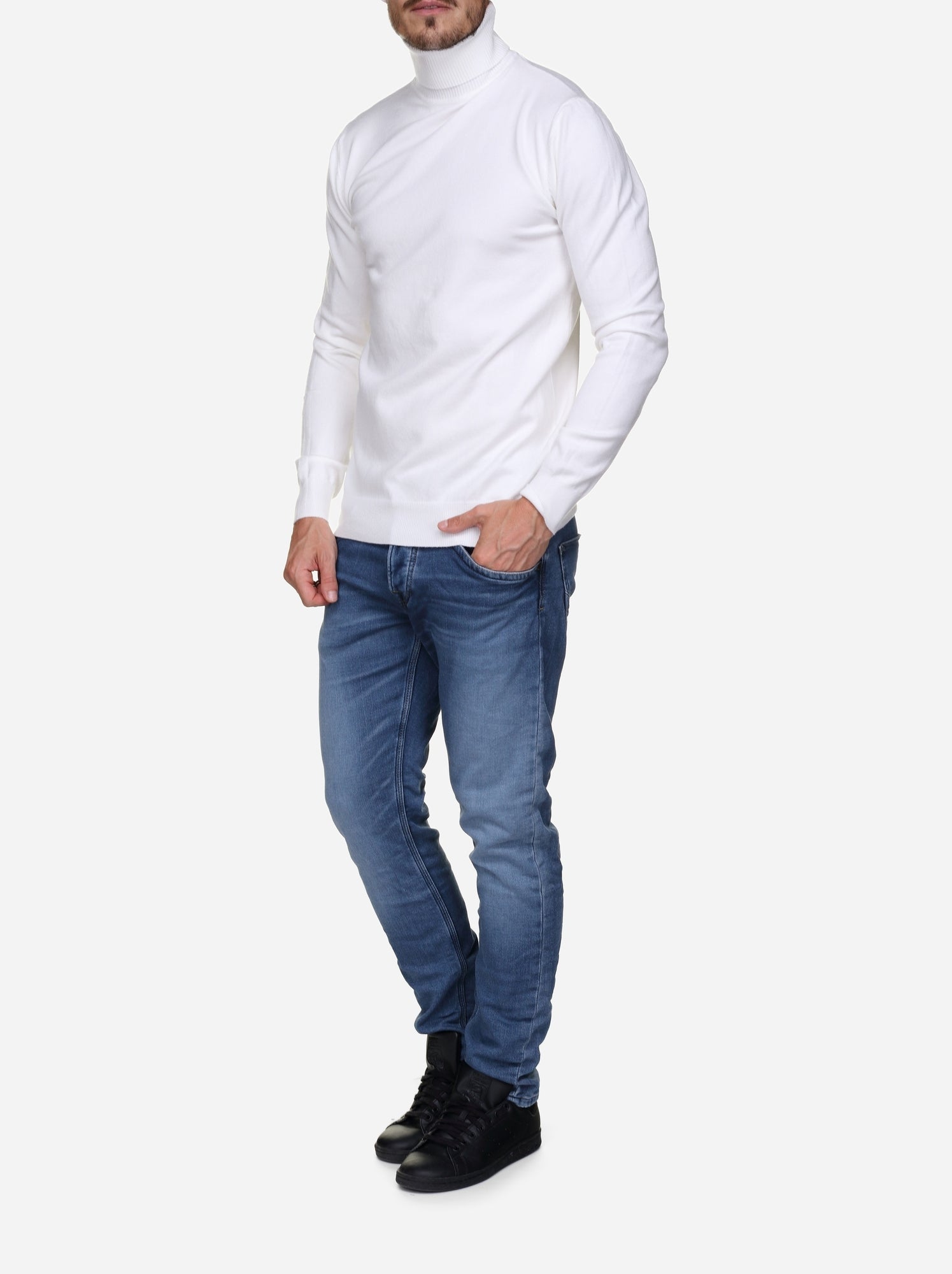 Pull col roulé - kenzarro - Blanc