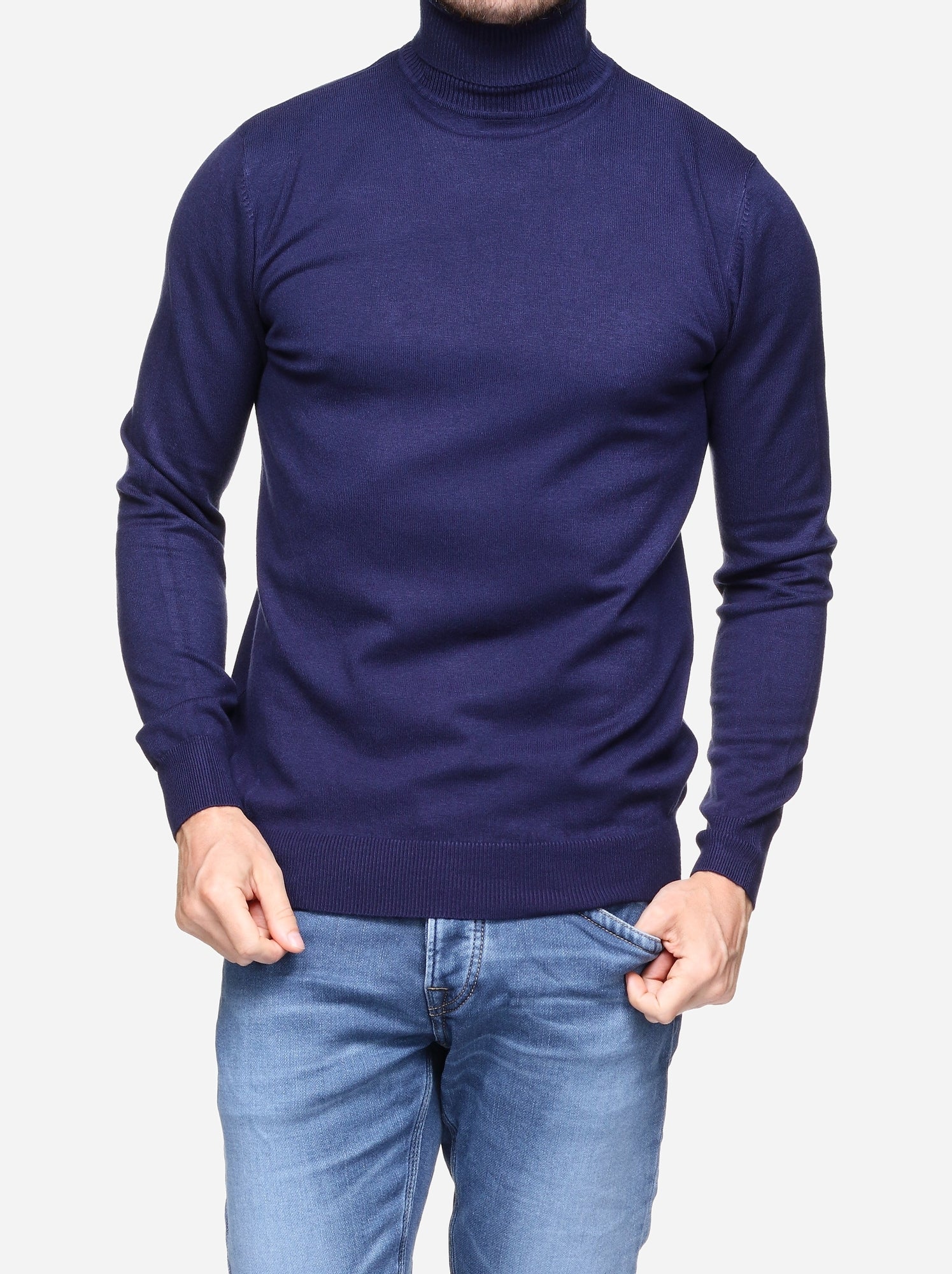 Pull col roulé - kenzarro - Bleu