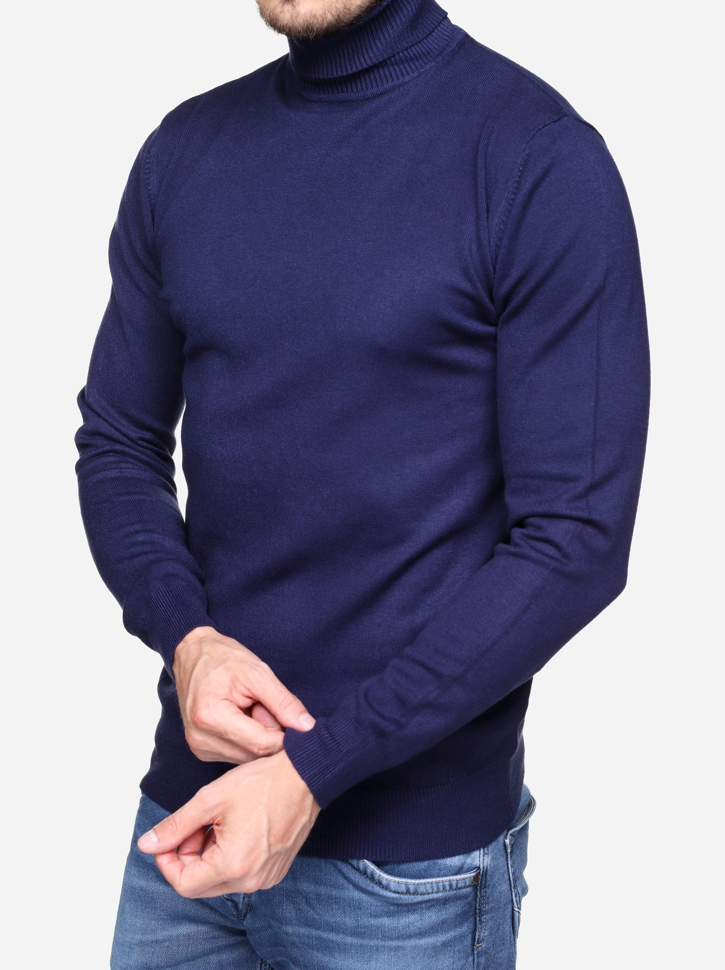 Pull col roulé - kenzarro - Bleu
