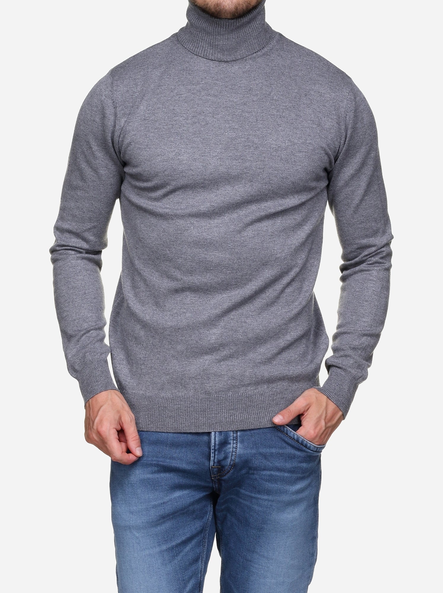 Pull col roulé - kenzarro - Gris clair