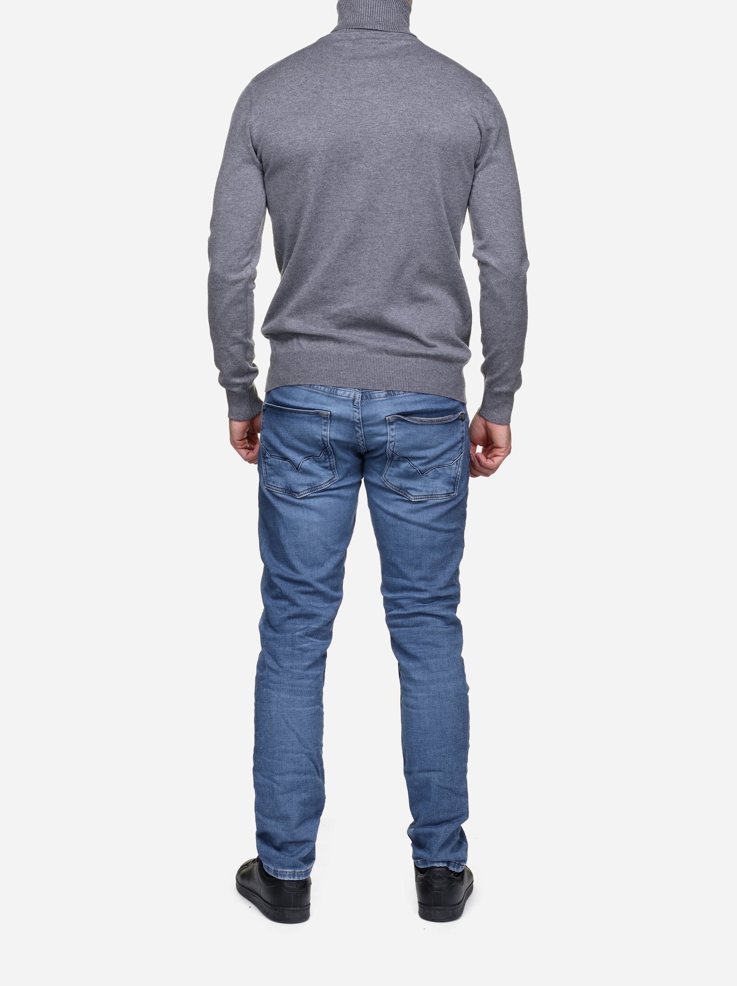 Pull col roulé - kenzarro - Gris clair
