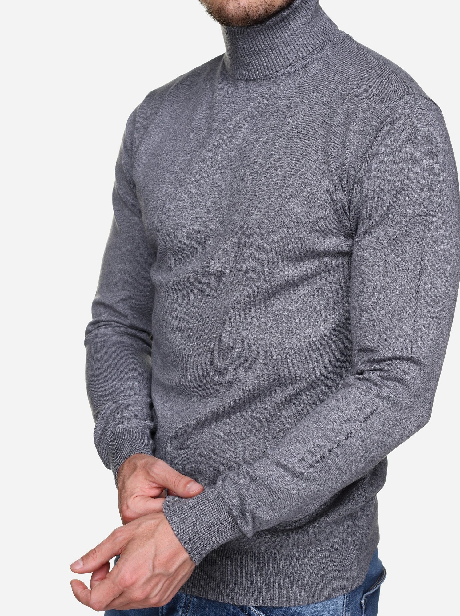 Pull col roulé - kenzarro - Gris clair