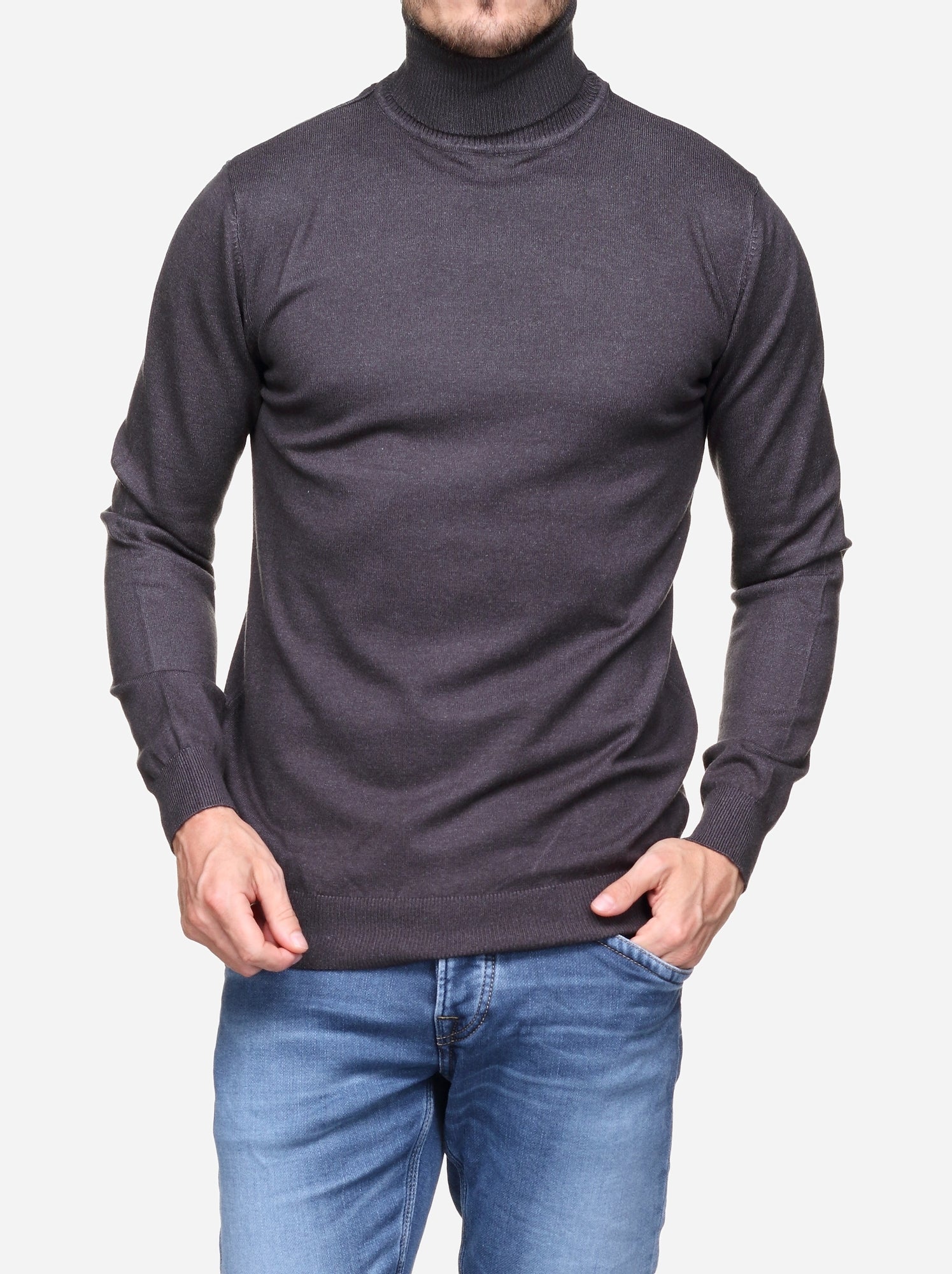 Pull col roulé - kenzarro - Gris foncé