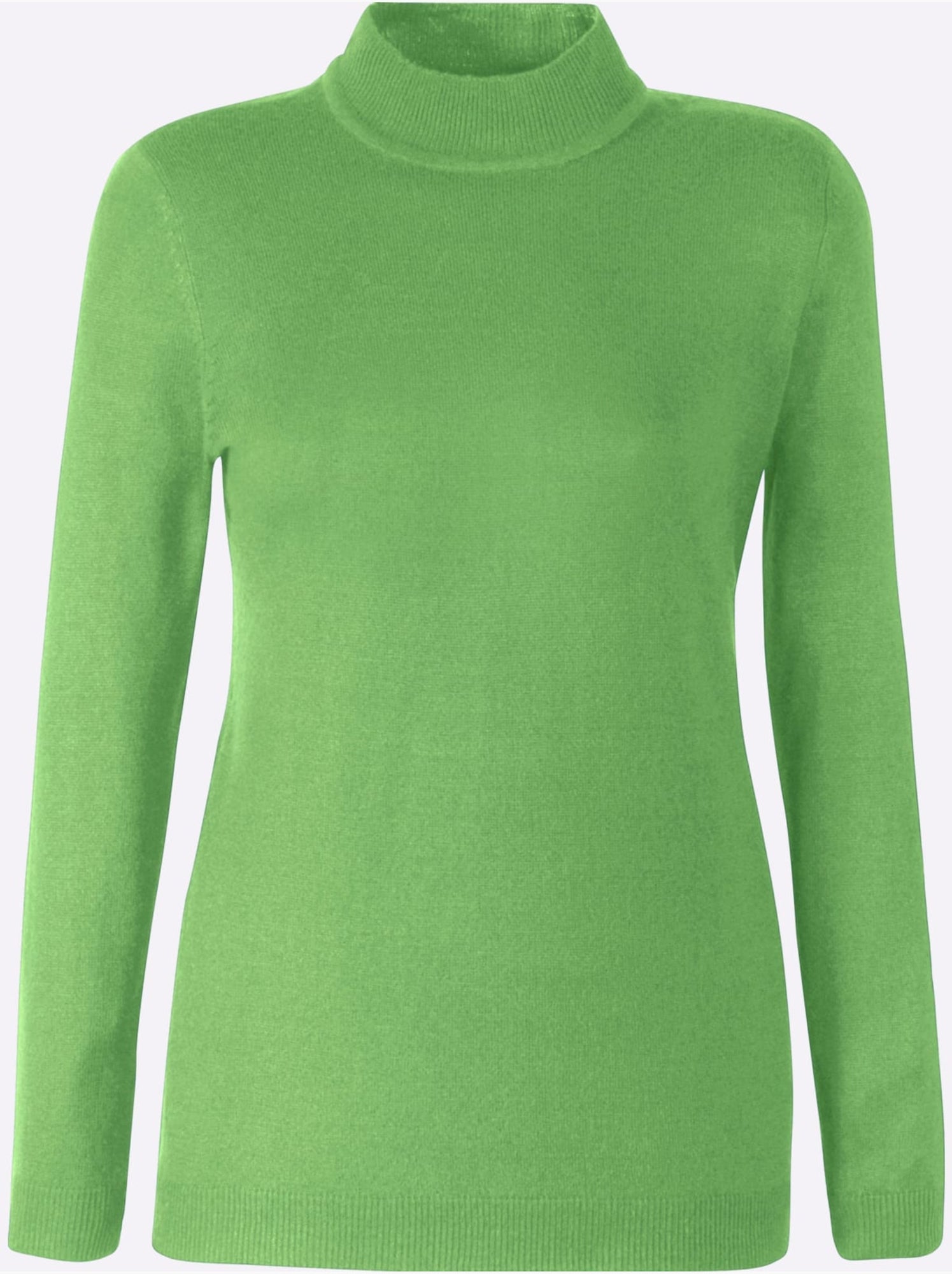 Pull col roulé à manches longues avec bords-côtes - taille standard - moda vilona - Vert clair