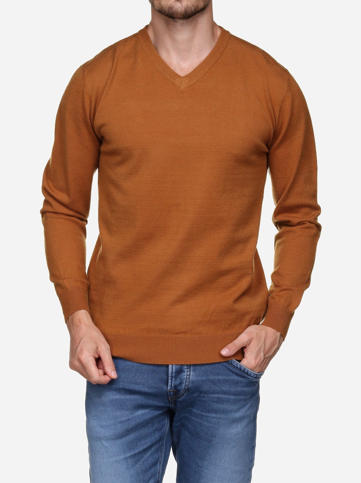 Pull col v - Yves Enzo - Camel