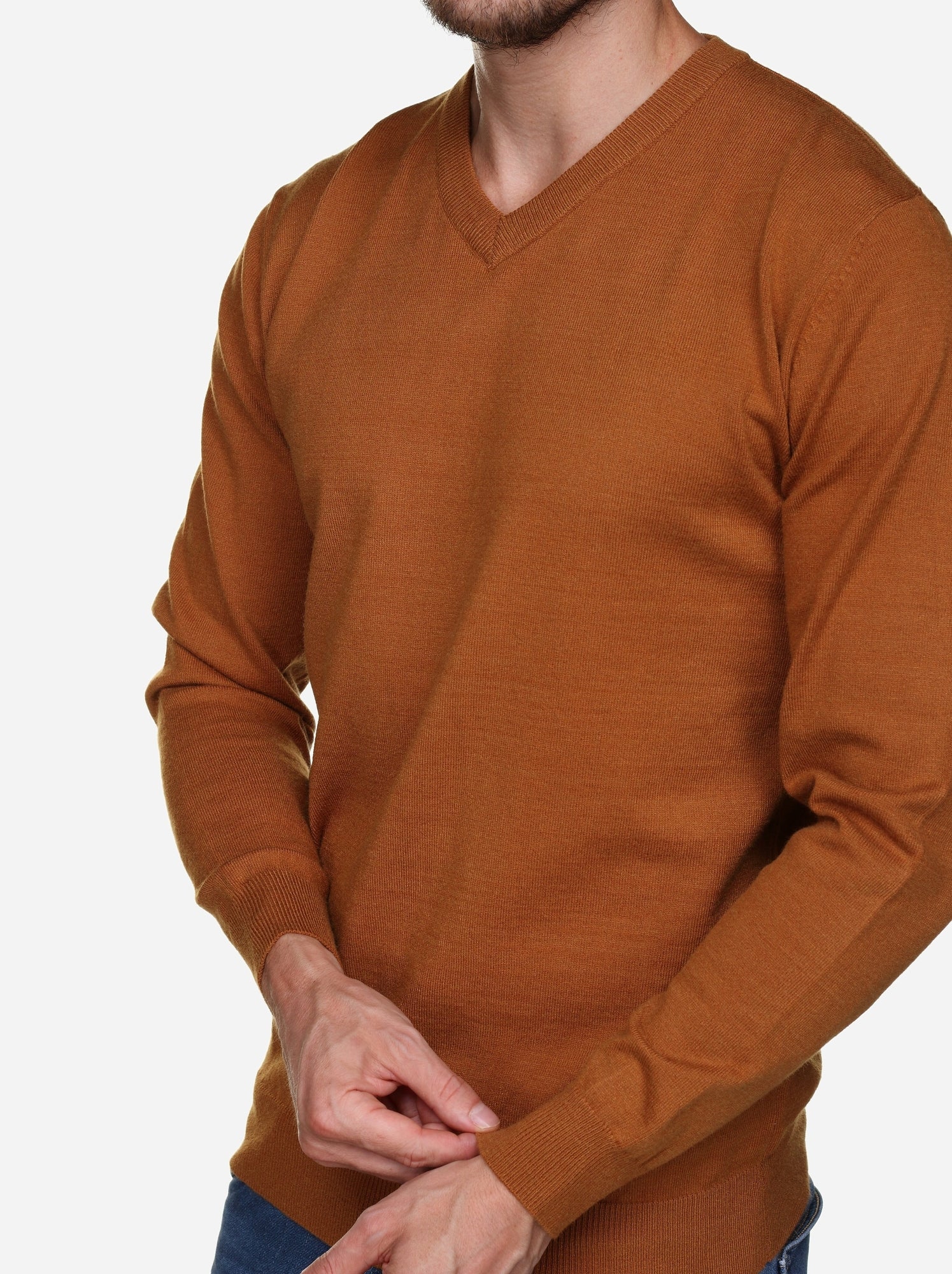 Pull col v - Yves Enzo - Camel