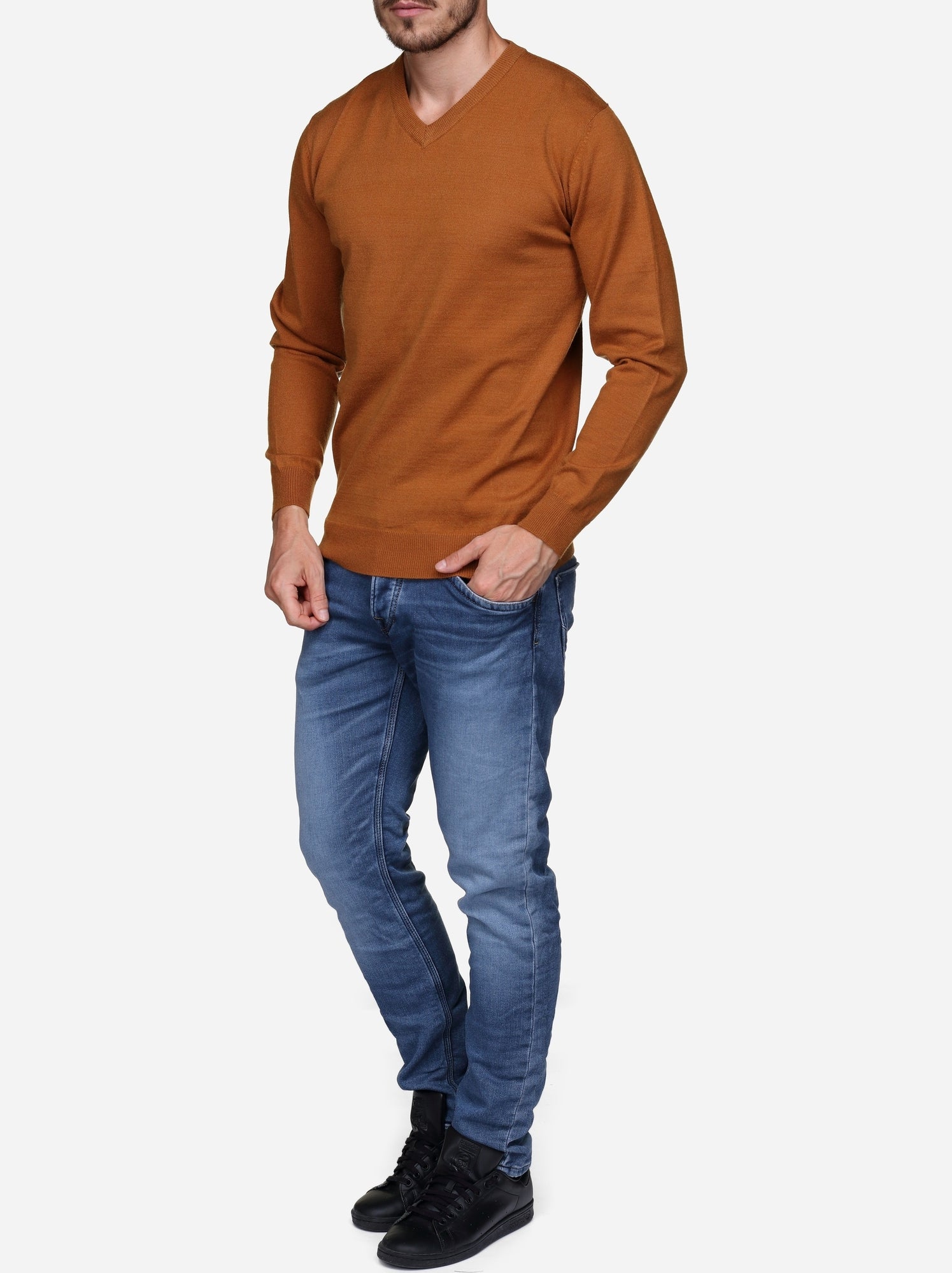 Pull col v - Yves Enzo - Camel