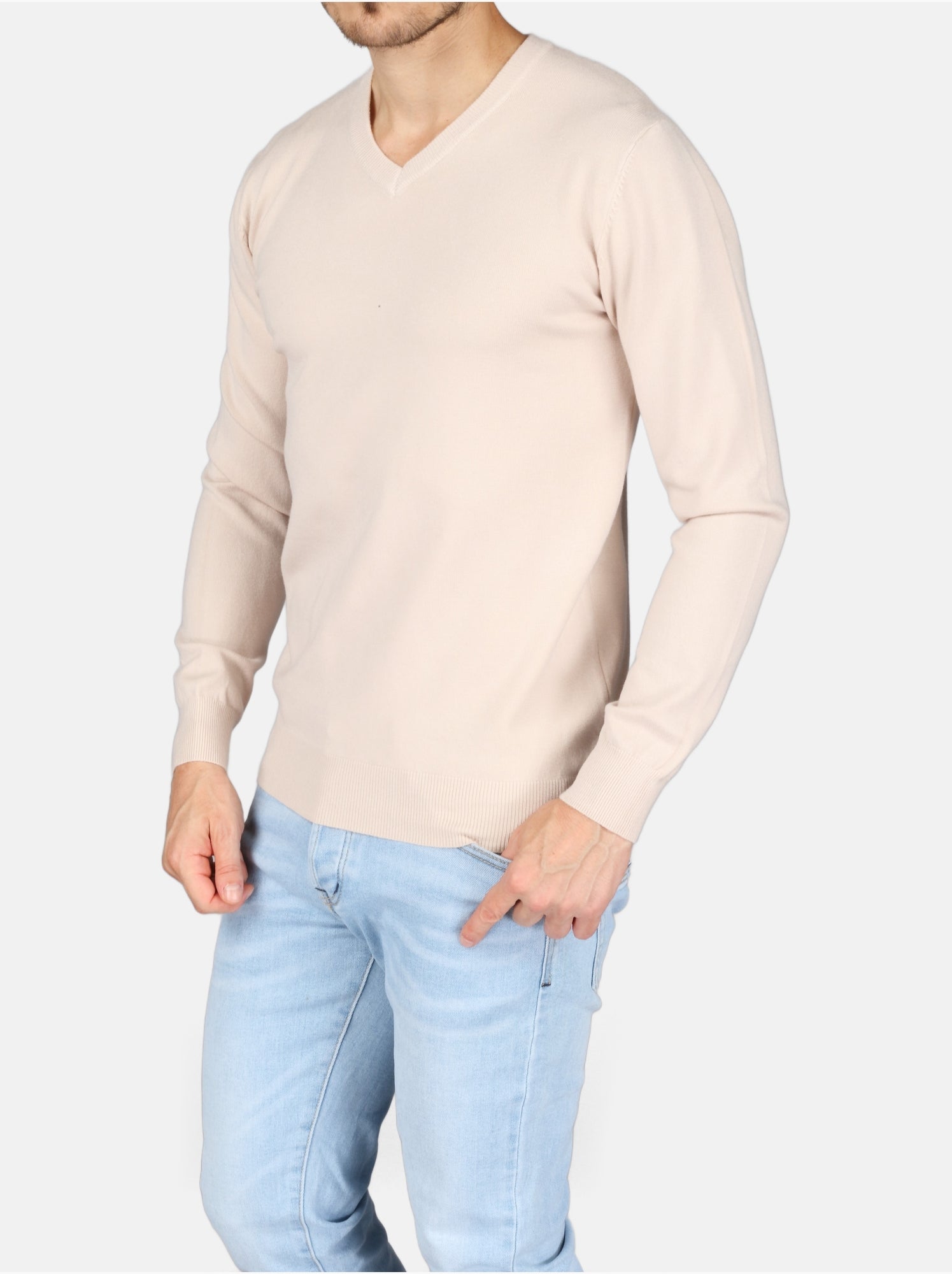 Pull col v - Kenzarro - Crème